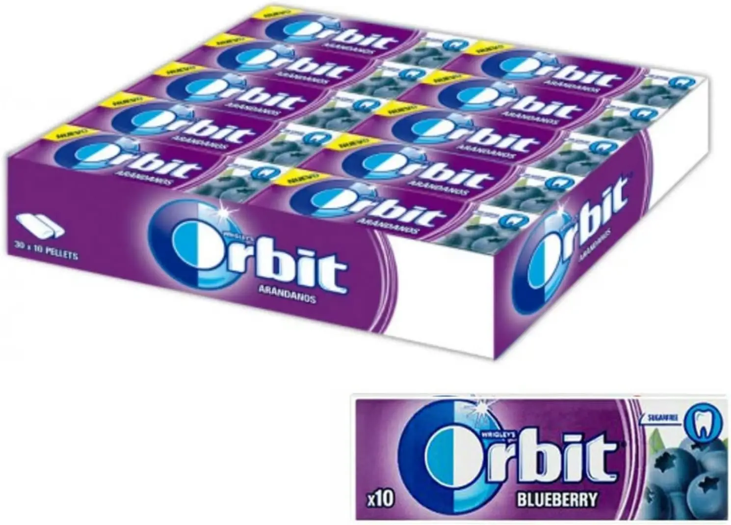 Orbit sugar-free gum strong mint and eucalyptus flavor (30 x 10 gums)-orbit blueberries-orbit sandia #3