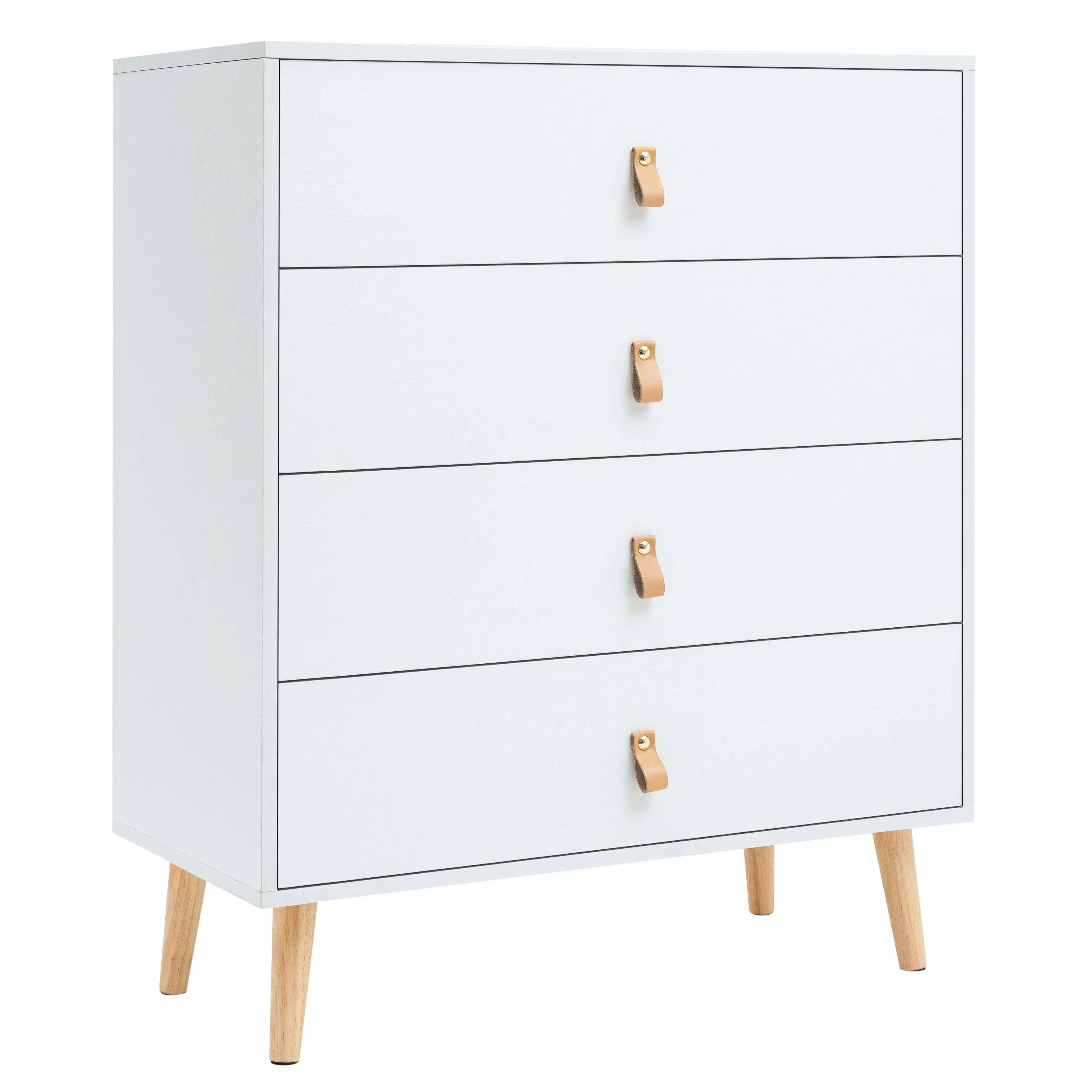 Miroytengo Cómoda Anzio 4 Cajones Madera Pino Blanco Mate 80 Cm