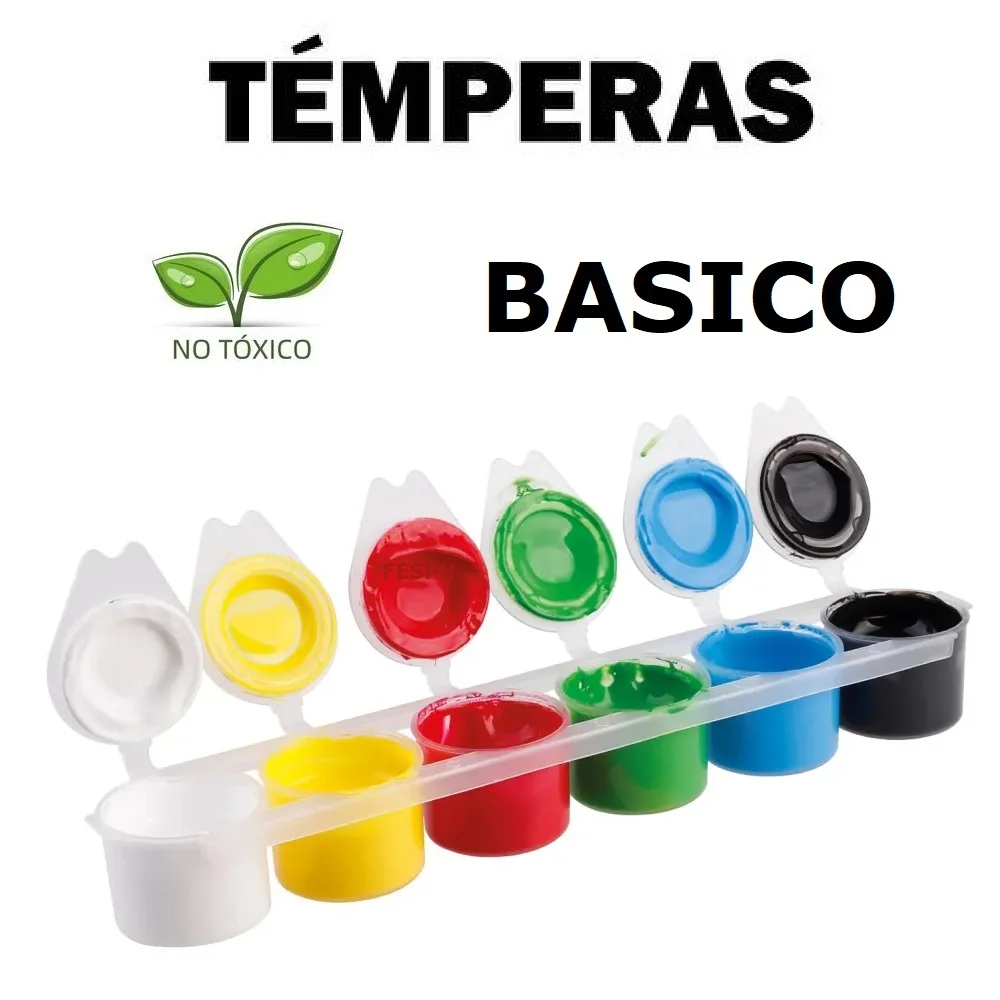 pintura de témpera lavable,TEMPERA 6 COLORES BASICO,6X15ML,Macetas de témpera a granel,cm,fespu