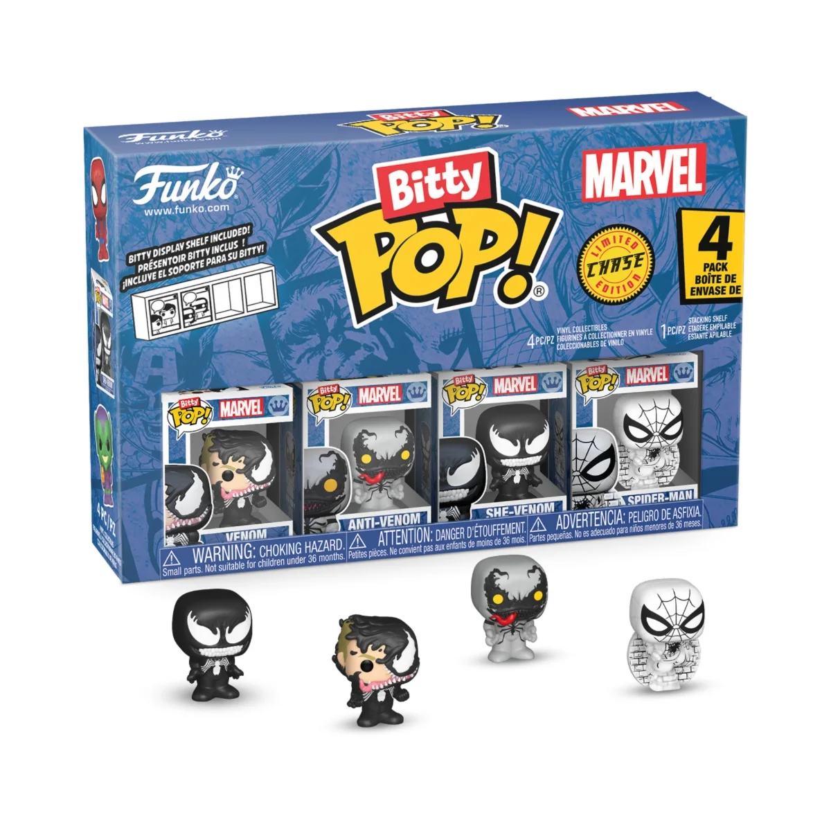 FUNKO BITTY POP! MARVEL: SPIDER-MAN - VENOM, ANTI-VENOM, SHE-VENOM, SPIDER-MAN (DIBUJO), 85703, TIENDA CON LICENCIA OFICIAL