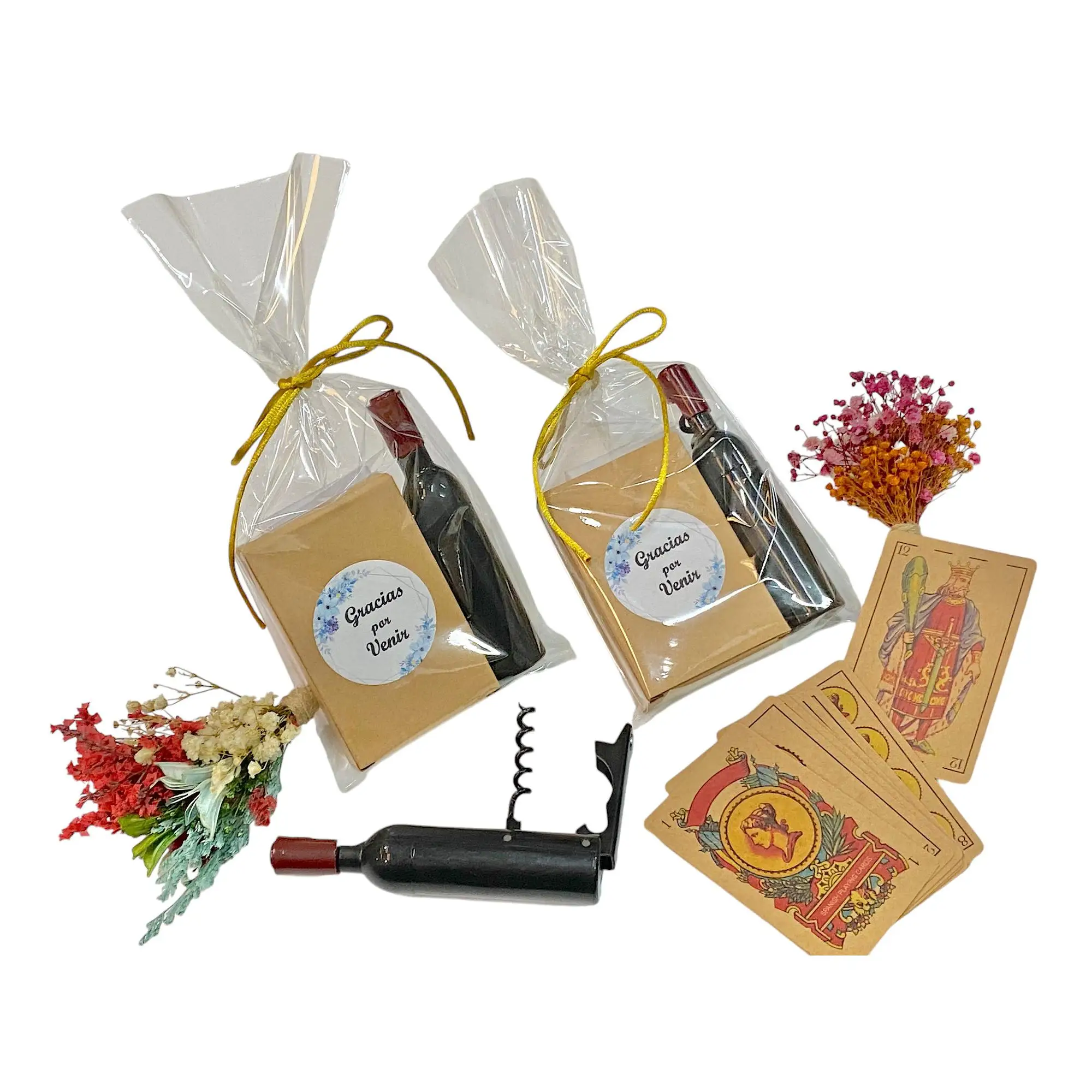 Pack de 10 baraja de cartas y sacacorchos con forma de botella, con imán, para regalar en bodas, comuniones y bautizos - regalos para invitados de boda, comuniones, bautizos, aniversarios