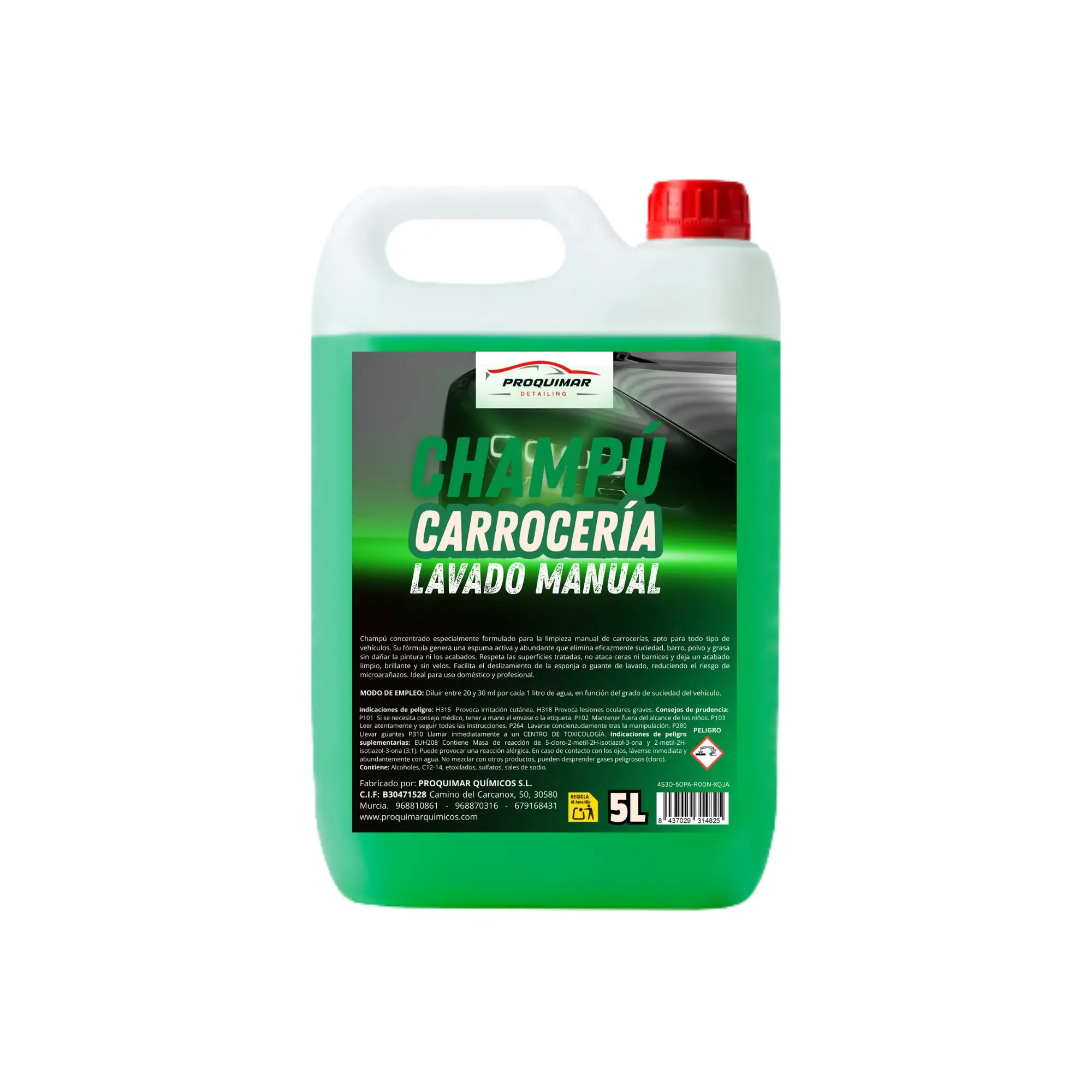 CHAMPÚ PARA CARROCERÍAS. LAVADO MANUAL. GARRAFA 5 LITROS
