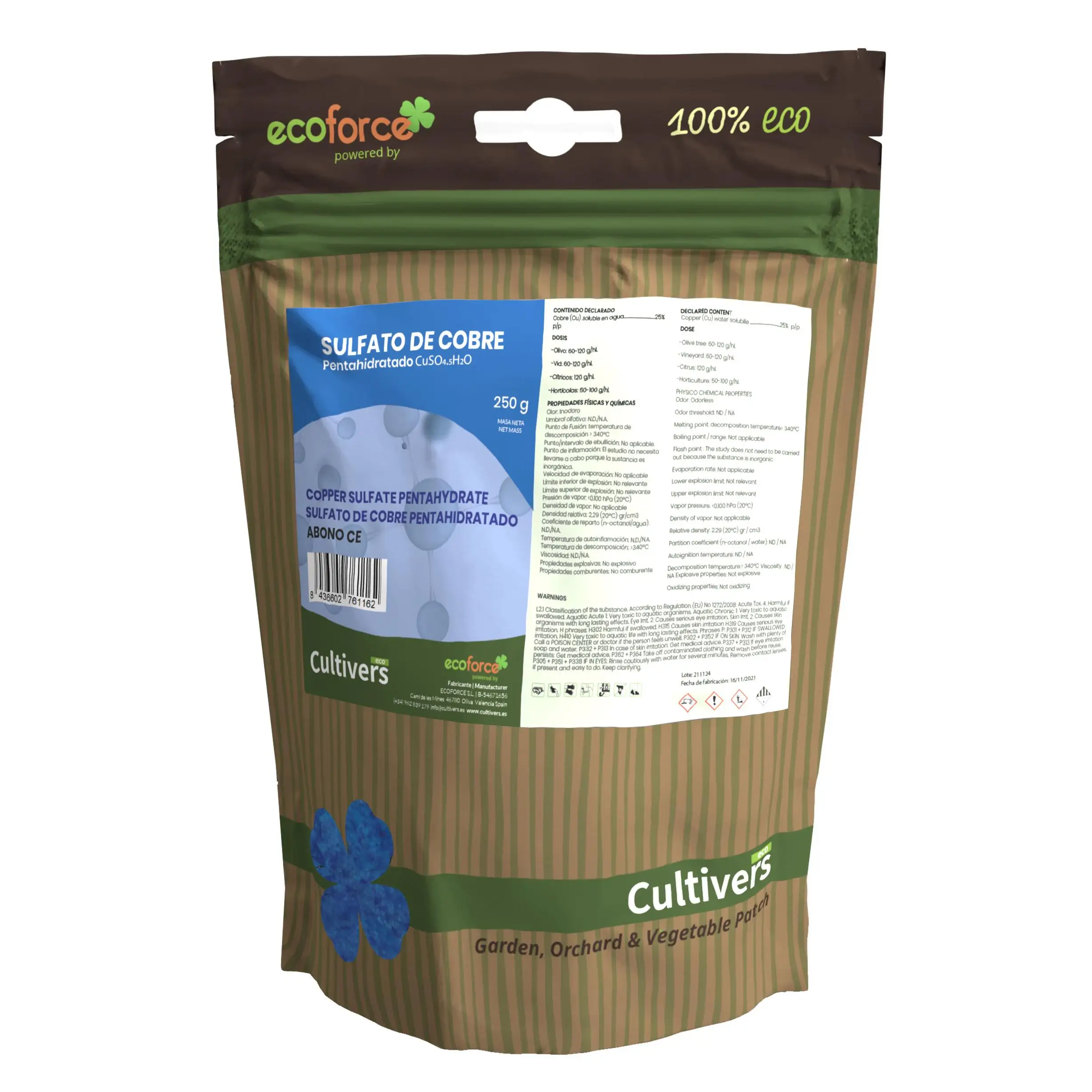 CULTIVERS Sulfato de Cobre Ecológico 250 g