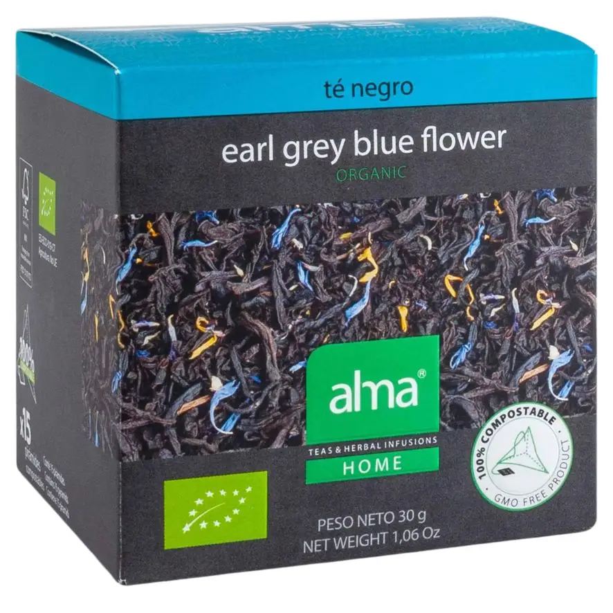 Infusion Te black Earl Grey Blue Flower Eco 15 pyramids soul