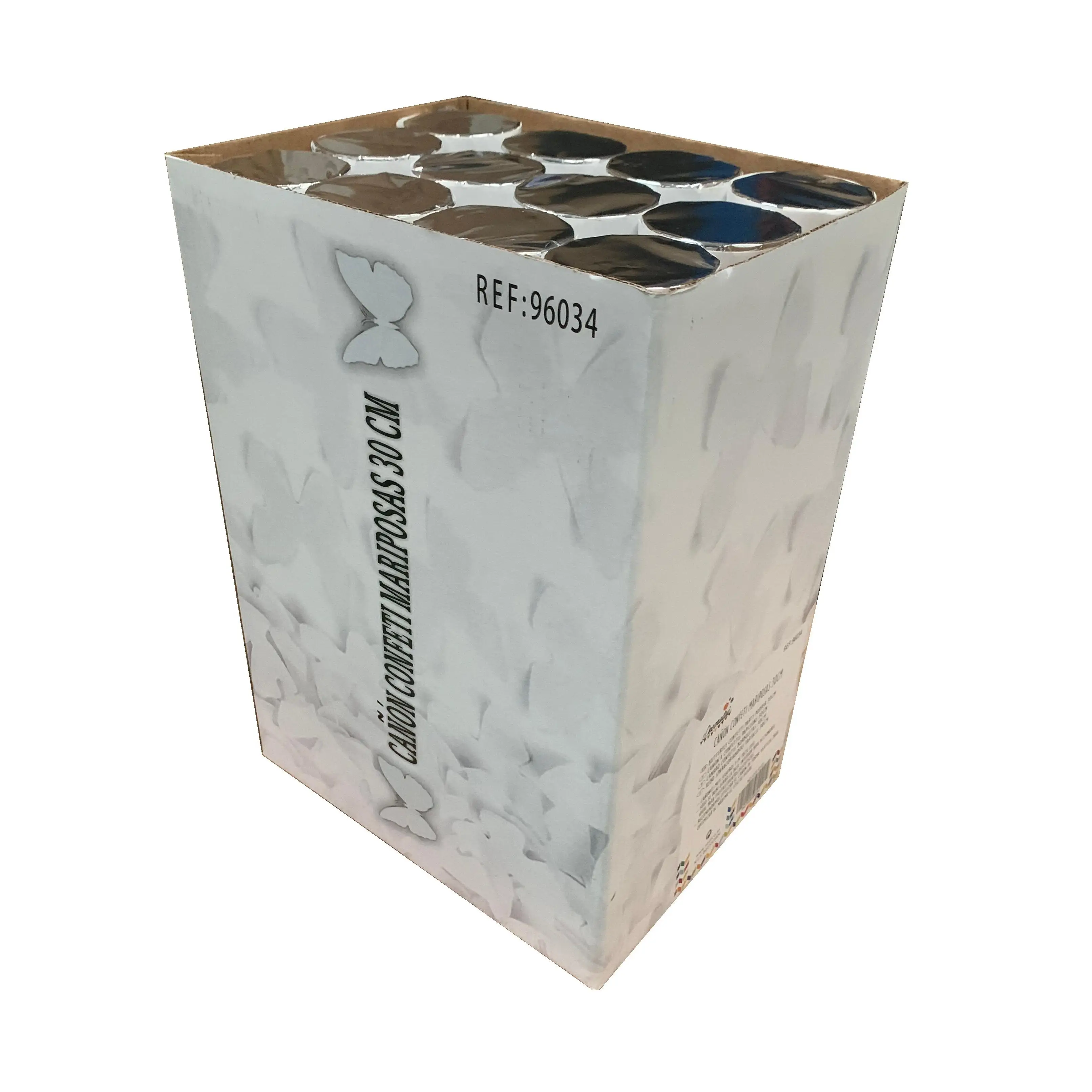 PACK DE 12 CAÑONES DE CONFETI CON FORMA DE MARIPOSAS 30CM SINI