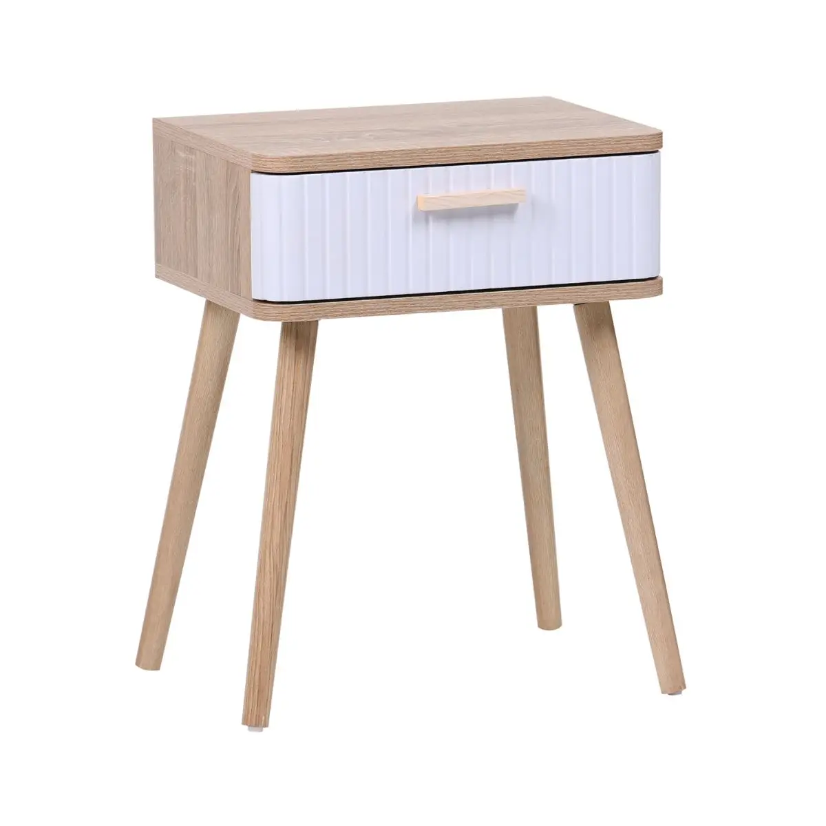 Tania bedside table with natural drawer/White 60x40x30 cm Adec