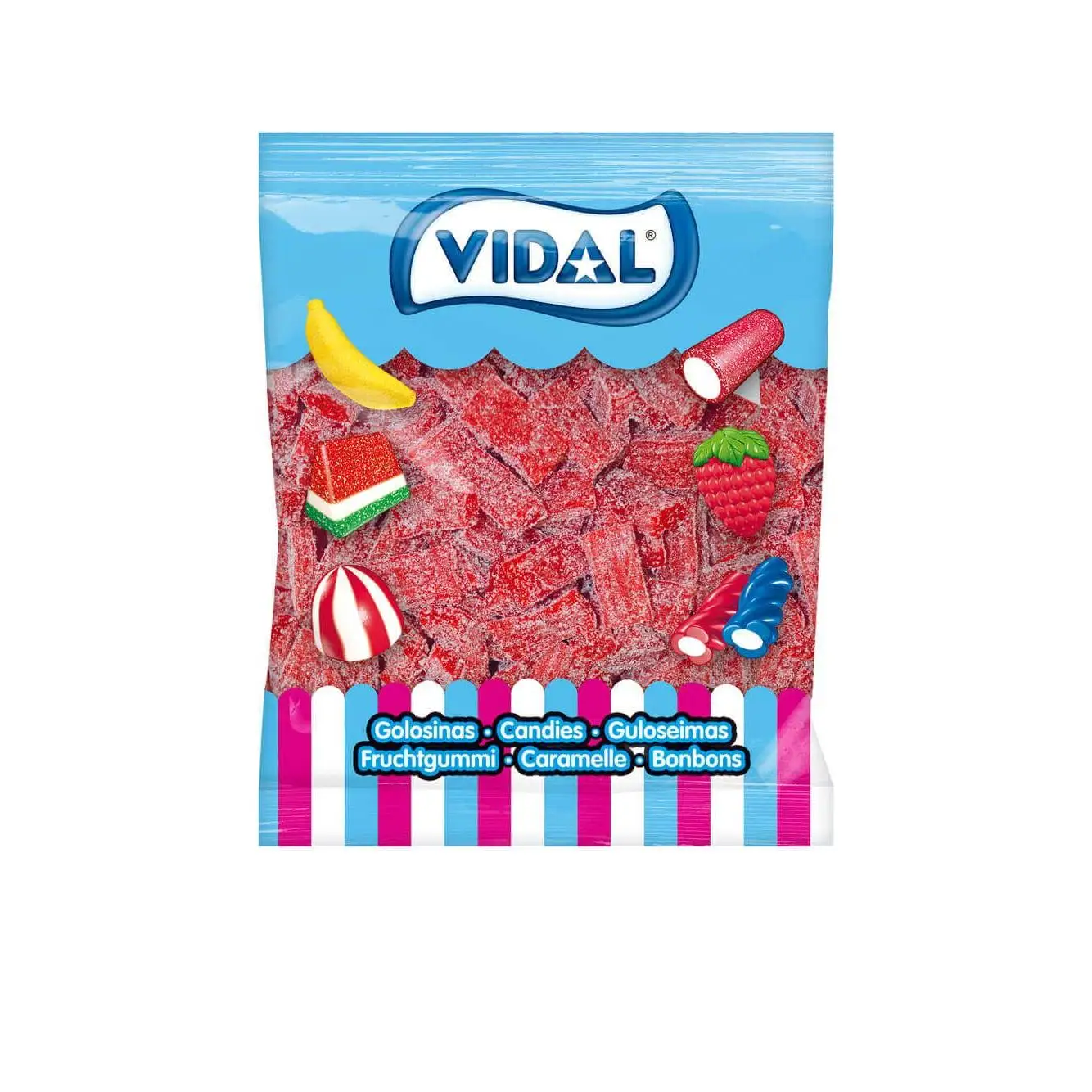 Vidal Golosinas. Ladrillos Pica sabor Fresa. Bolsa de 1,5kg