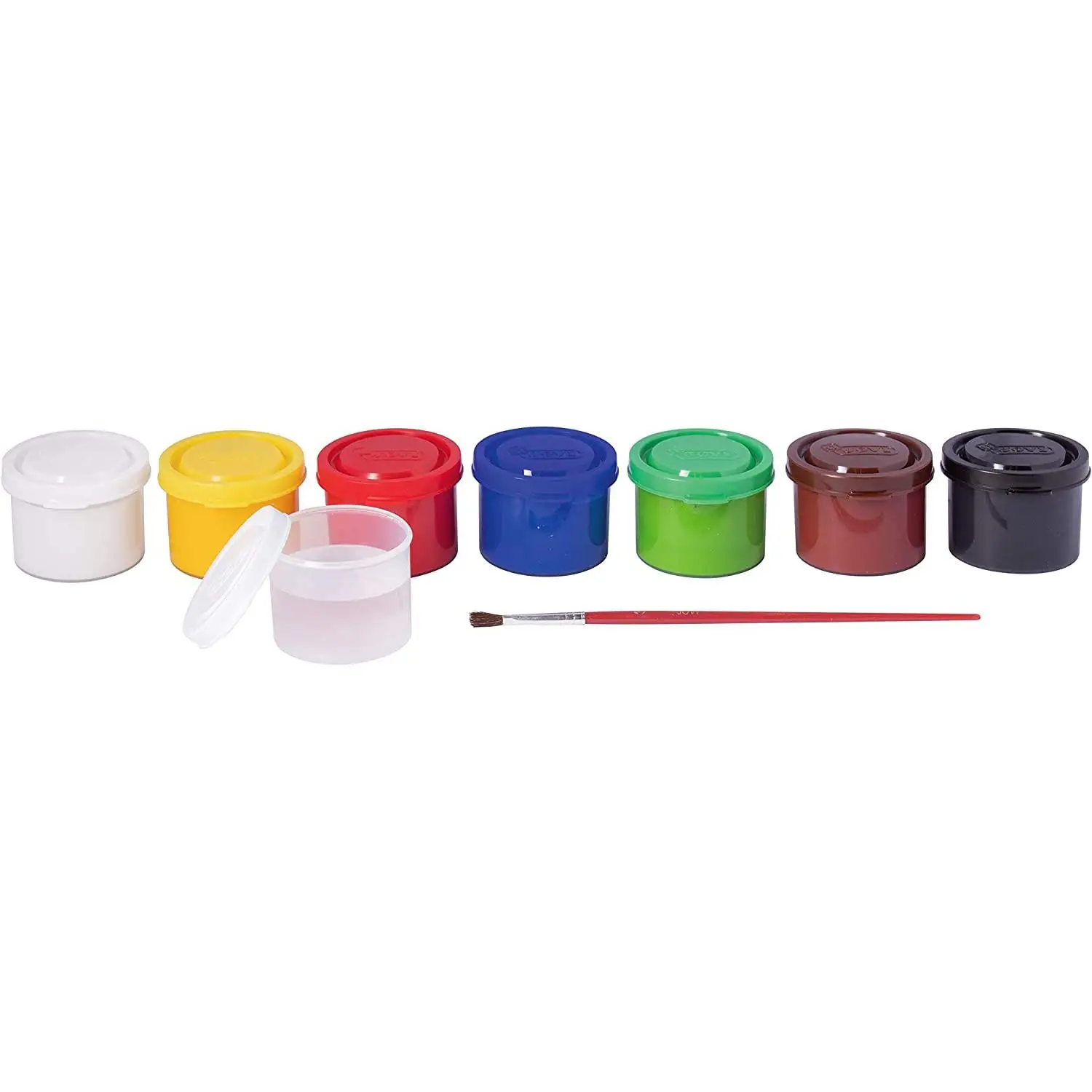 Jovi children's temperas paint set - 7 35 ml jars in assorted colors with brush and mixing bottle. Great covering power, easy application and quick drying. Based on natural ingredients, gluten-free and free of the main allergens.
