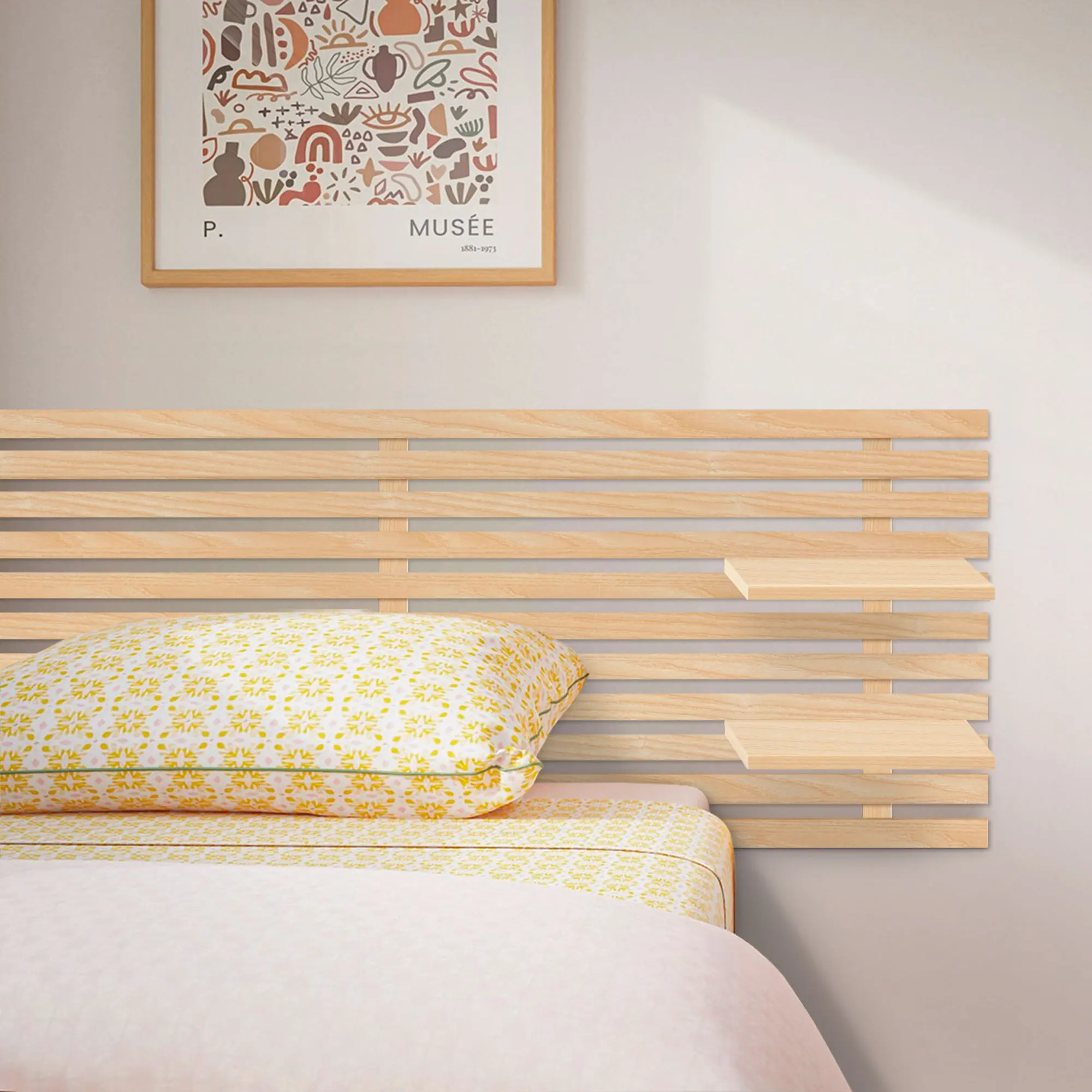 Cabecero con Estantes de Madera reciclada DM Colgante Pared Estilo Palet Japones