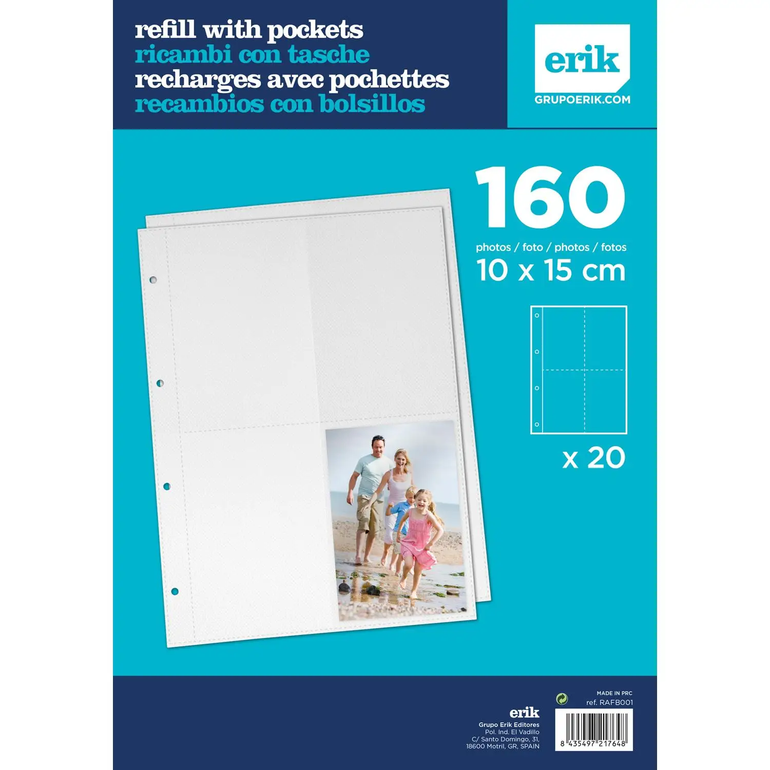 Grupo Erik Álbum de Recambio Foto De 40 Páginas De 4 Bolsillos 10X15Cm