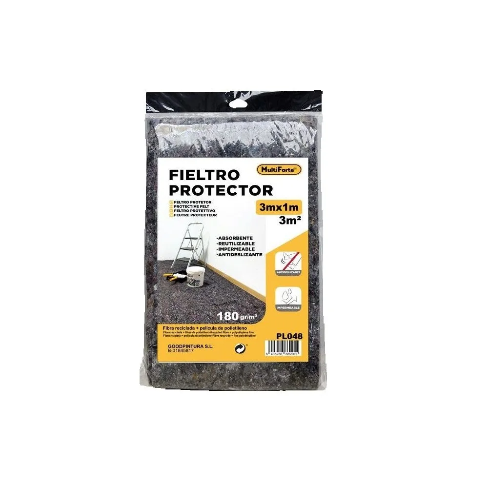 FIELTRO PROTECTOR PINTURA,3Mx1M,ABSORVENTE,REUTILIZABLE,IMPERMEABLE,ANTIDESLIZANTE,RECICLABLE,PROTECCION,cm,fespu