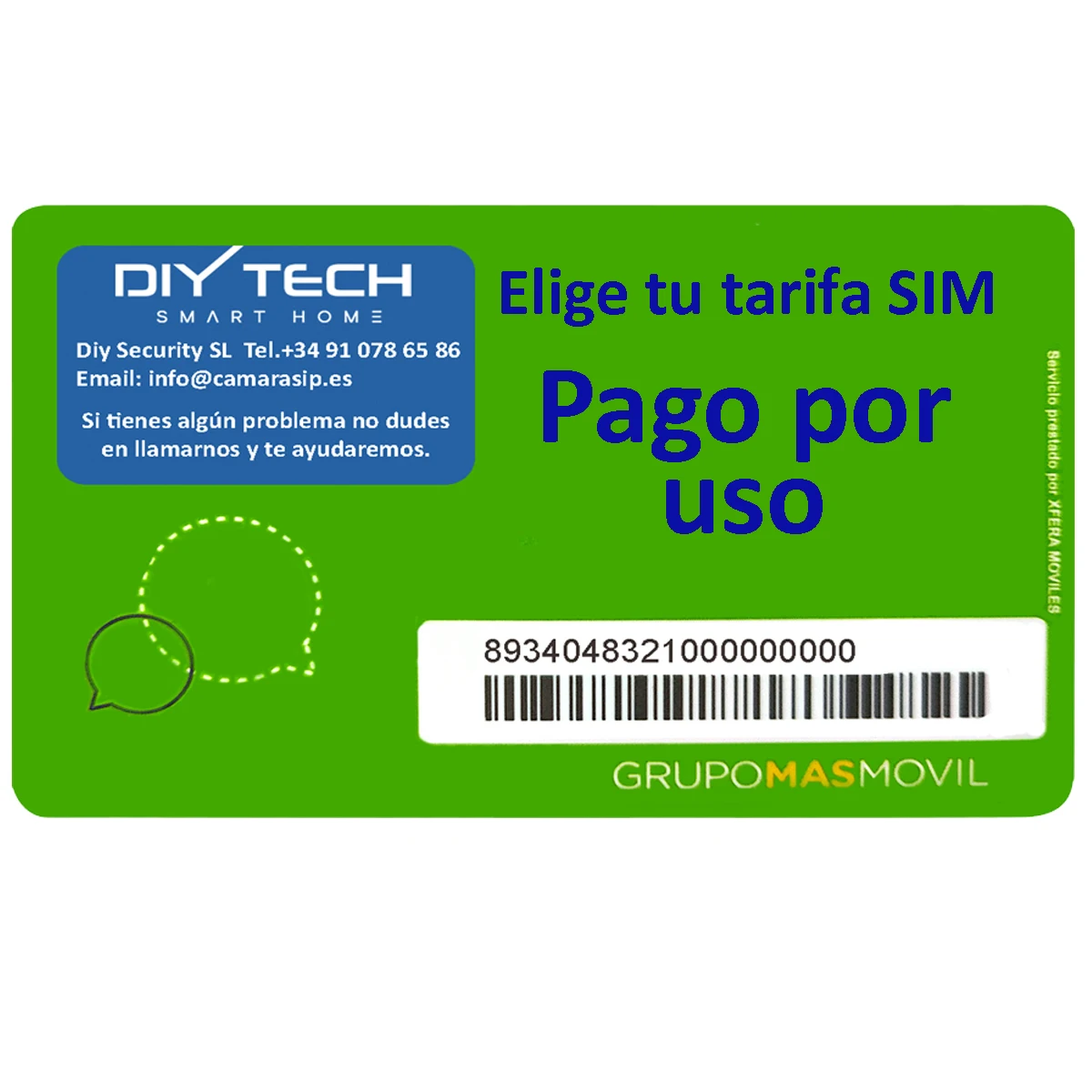 Tarjeta SIM , DIYTECH 2G/3G/4G Pago Por USO 1€/mes Sin Permanencia, smartphone, camaras ip vigilancia