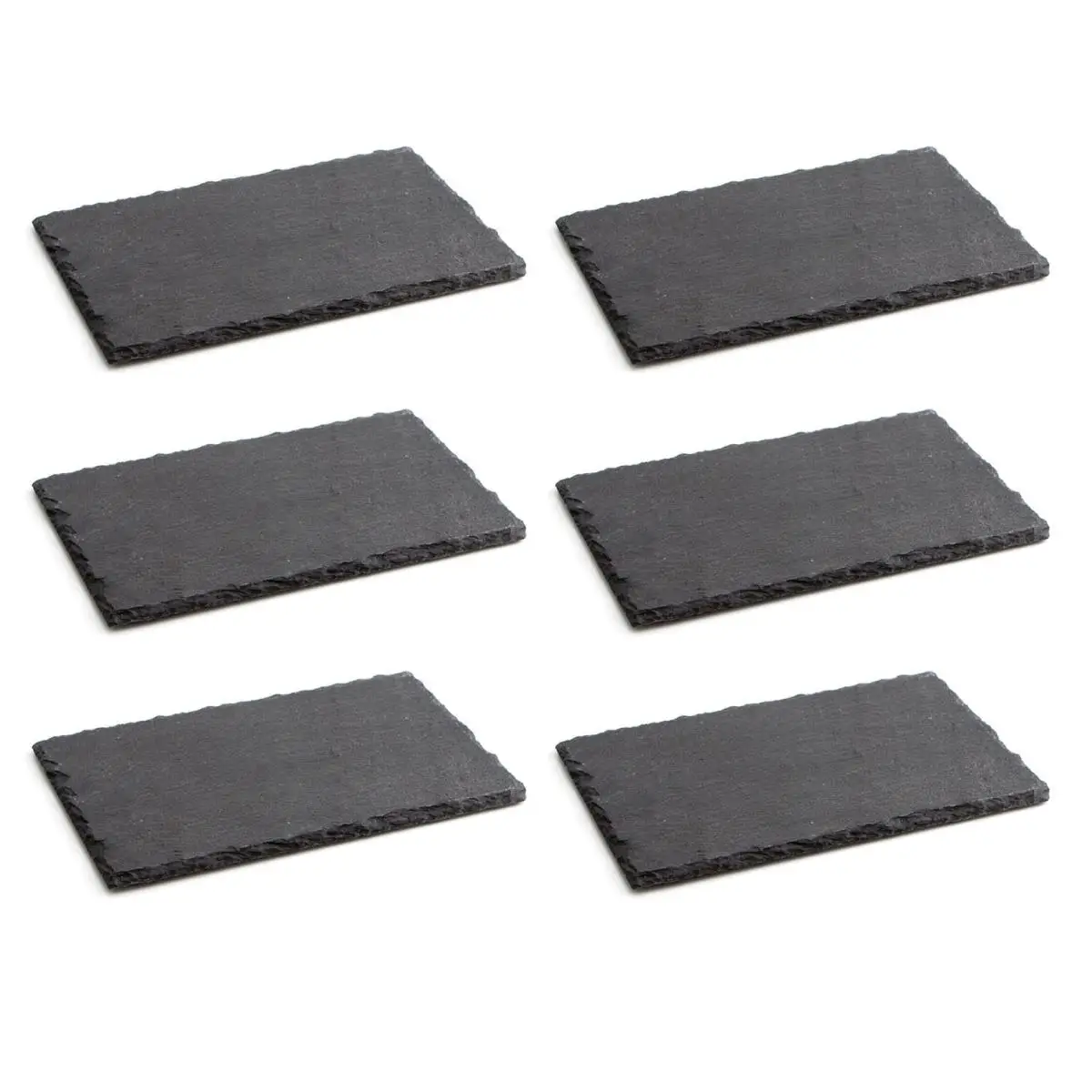 QUID GASTRO FUN Set 6 Slate Tray 22X14CM Black Rough Easy to Clean Recyclable Hygienic 100% Stackable Healthy 100% Material SET 6 Slate Trays 22x14CM