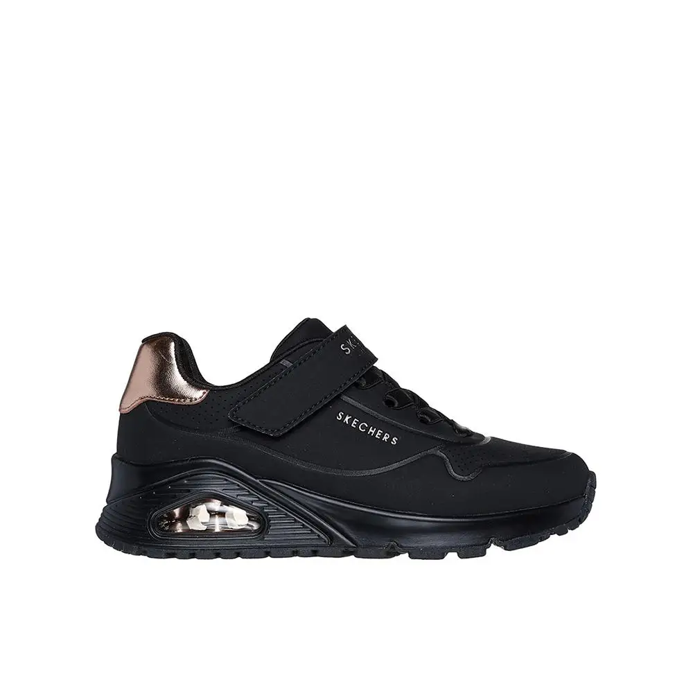 Skechers 310546L_BBK Black Synthetic Sneakers for Girls with Metallic Edge, Elastic Laces, Foam Insole, and 3 cm Air Cushion Midsole for Comfort and Stability, Ideal Casual Sneakers for 4-10 Years Old.