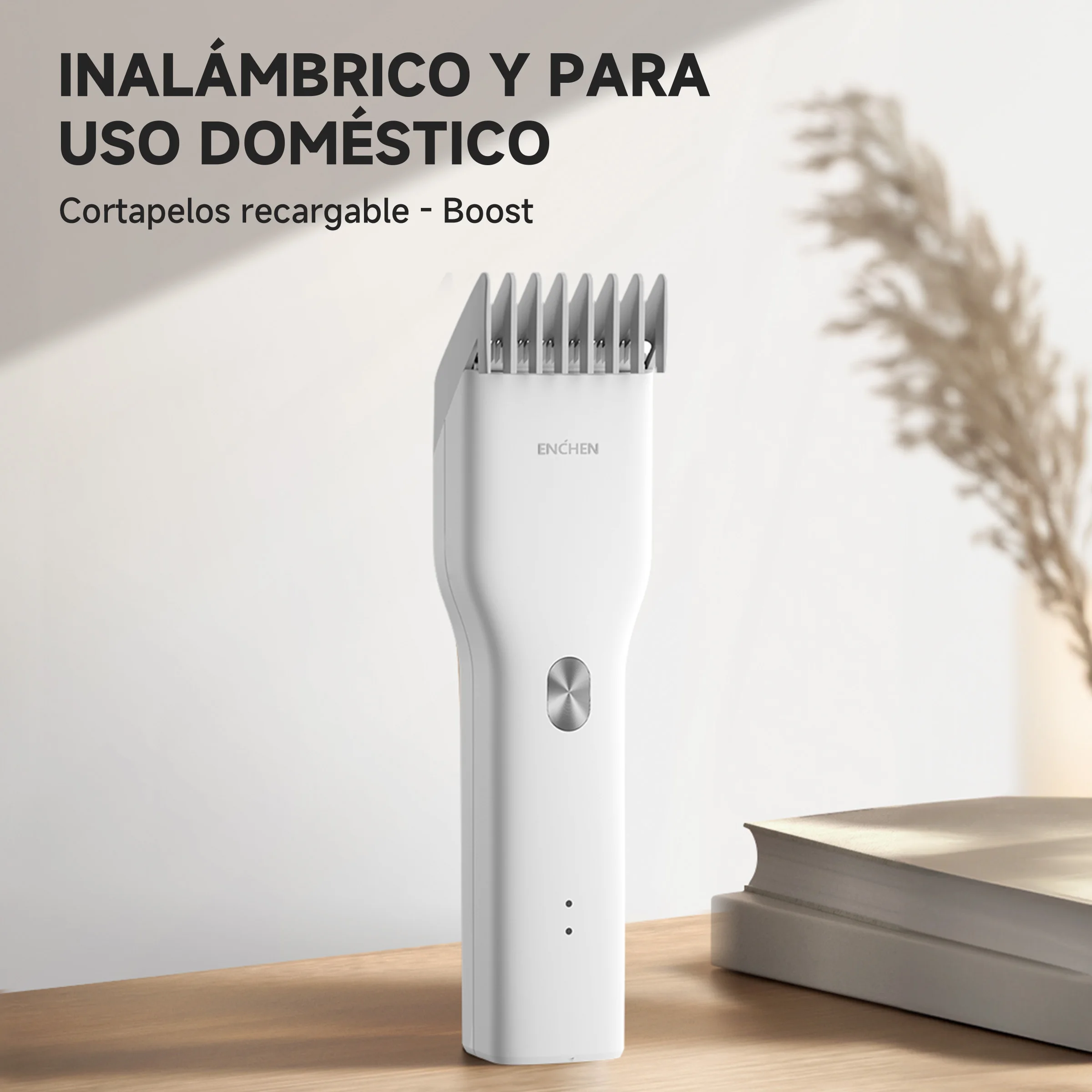 Enchen Boost Set – Cortapelos Eléctrico USB-C Recargable, Motor 5800rpm, 200 Minutos de Autonomía, Cabezal Cerámico, Incluye Tijeras, Peine y Capa de Corte