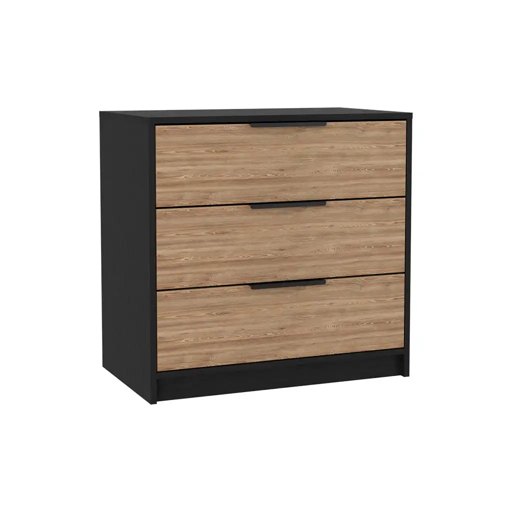 TUHOME Comoda kaia en melamina con tres cajones de rieles metalicos