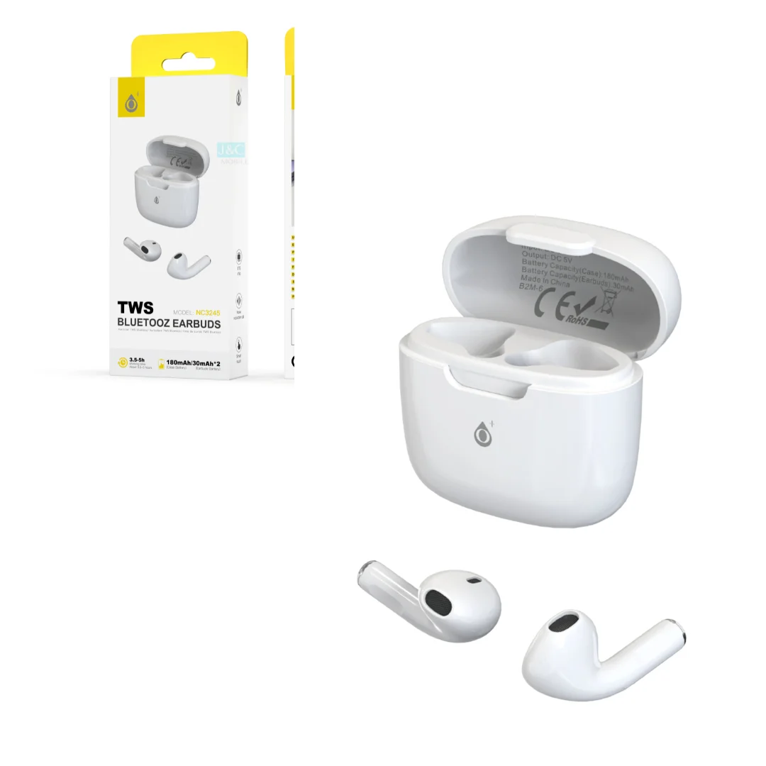 Wireless Bluetooth headset Airpods NC3245 BL TWS headset Bluetooth 5.3 earphone battery (30mAh * 2) with rechargeable case 180mAh White J & C Mobile