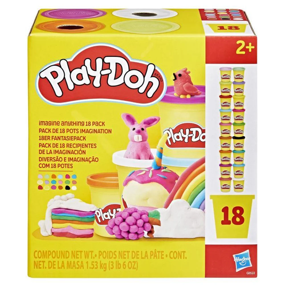Pack of 18 play-doh hasbro jars (plasticine g05225l0)