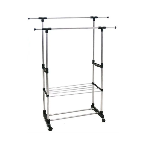 UD - Perchero extensible Doble con ruedas, multifuncional 90-146CM/90-160CM, colgador ropa, zapatero, tendedero