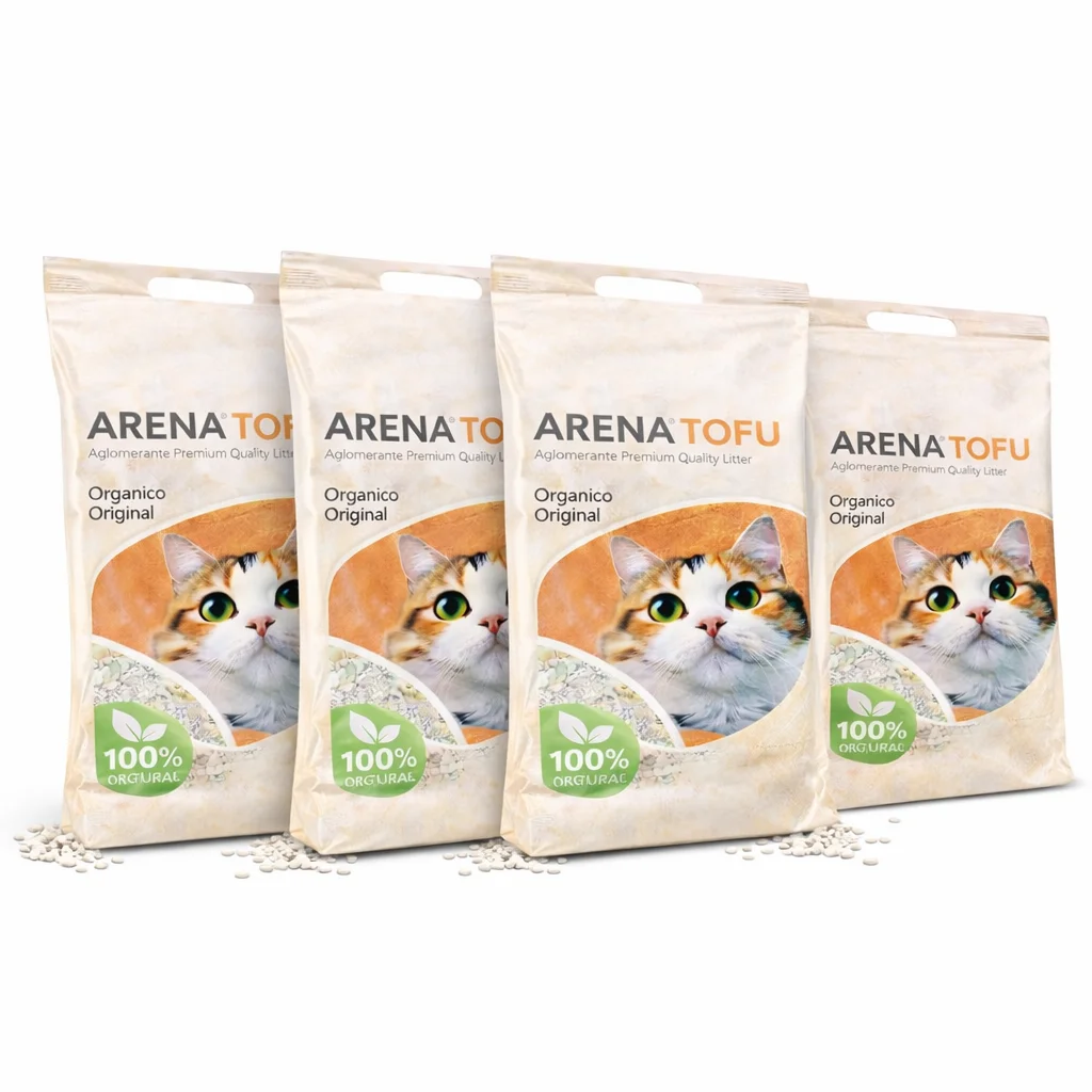 Arena para Gatos de Tofu Natural 1/2/4/6 Pack – Aglomerante, Alta Absorción, Control de Olores, Baja Polvo, Desechable por el Inodoro