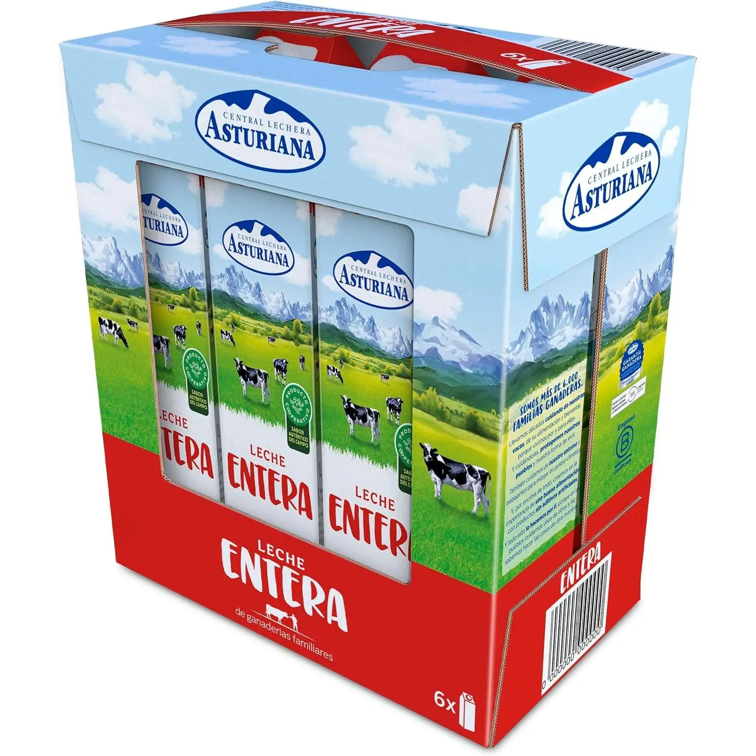 Leche Entera, 6 x 1 L- Central Lechera Asturiana
