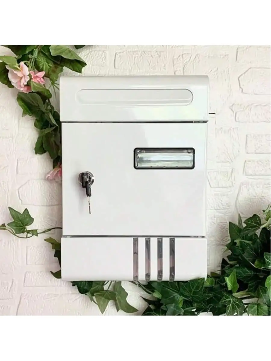 Arise shop - exterior wall mailbox with lock and key |   Waterproof metal mailbox for letters and small packages, modern style, easy to install, 3 colors: white, black and gray, 205x65x291mm