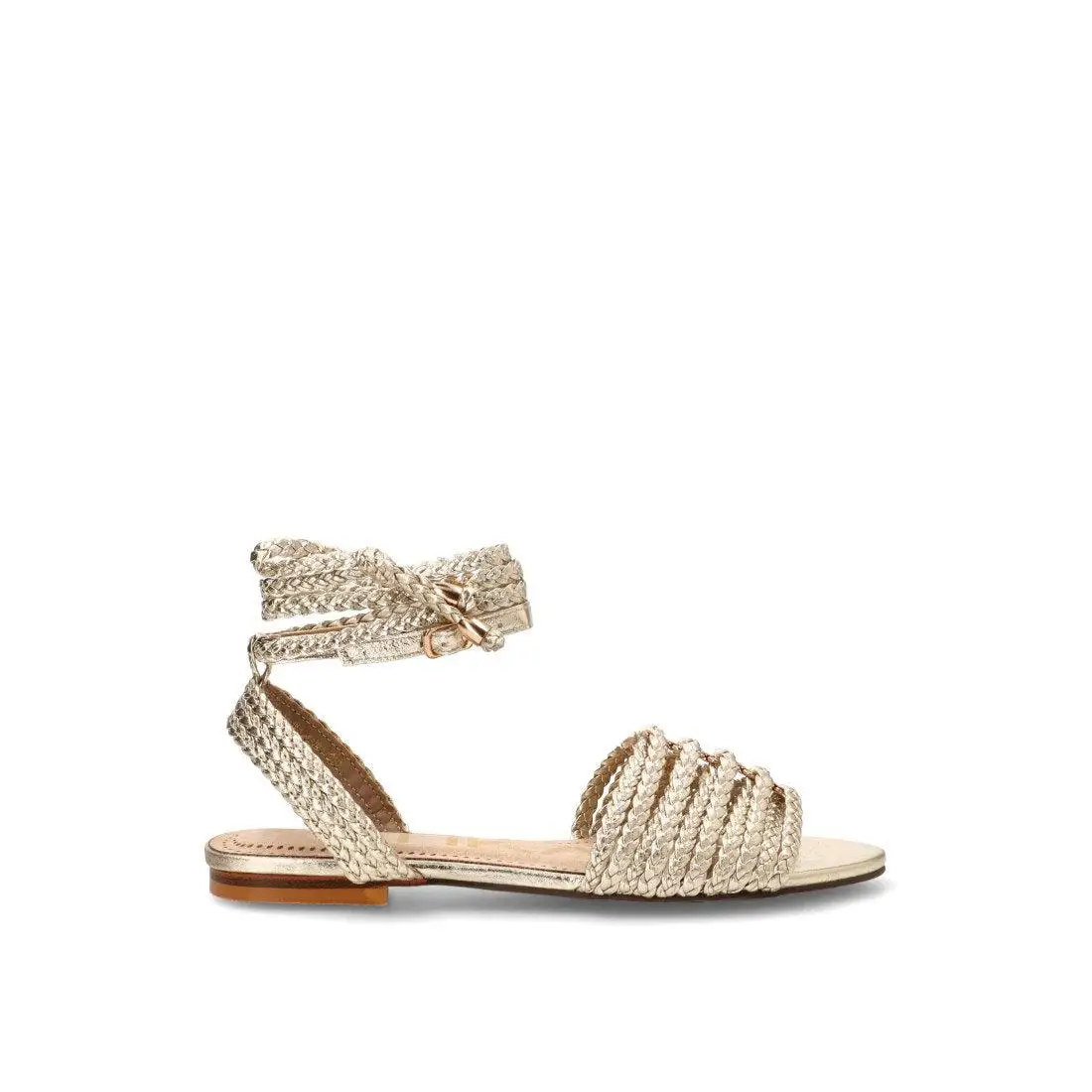SANDALIAS TRANZADAS MUJER ORO SOLMAR 10098, ETIKA MUJER, ORO