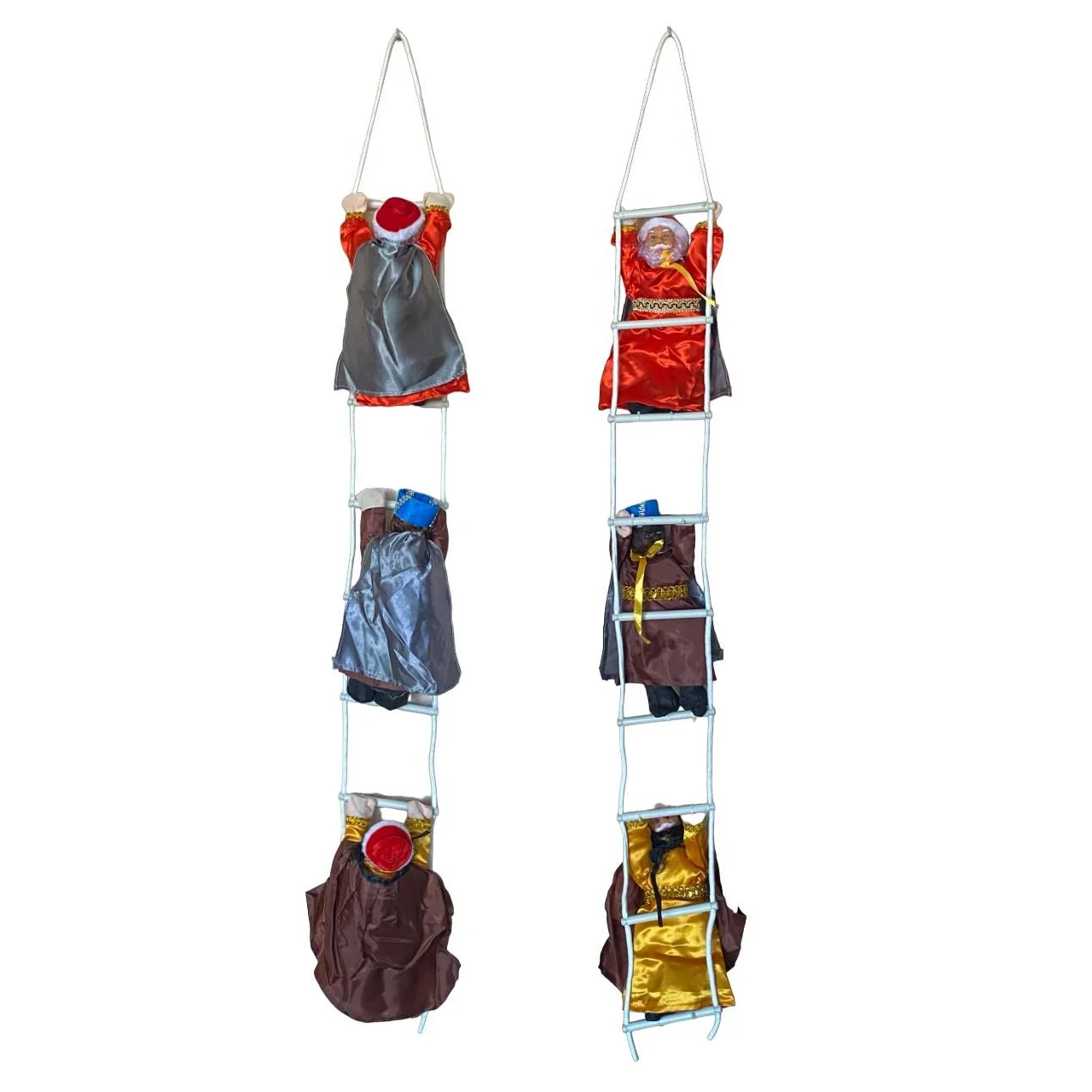 Three Kings Hanging Decoration with Ladder Rope, 1.7m length, perfect for balcony or terrace Christmas decor, made of fabric, featuring 30cm height Kings; a festive and elegant touch for the holiday season.