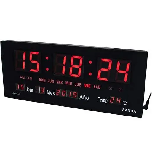 Reloj gran  pantalla digital LED,  hora, dia, mes, año, temperatura, alarma