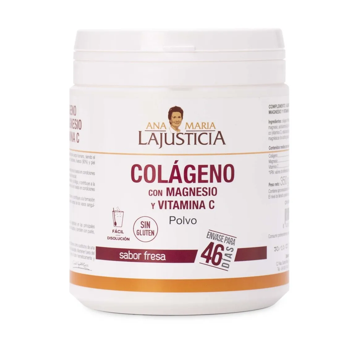 Ana María Lajusticia - Colágeno con Magnesio + Vitamina C 350 g Sabor Fresa  Articulaciones y Piel Saludables