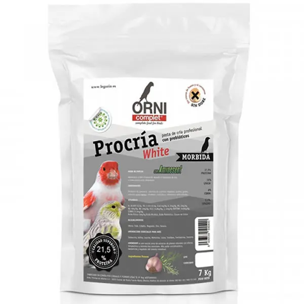 Legazin Pasta Blanca Mórbida Procría White Ornicomplet 4 Kg - Alimento para Pájaros con Prebióticos y Aminesent