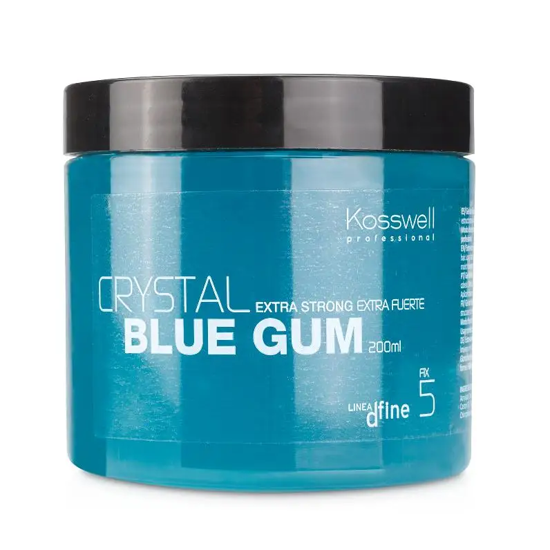 Kosswell Gel fijador CRYSTAL BLUE GUM 200ml - Gel Extrafuerte Nivel 5 - Efecto Mojado