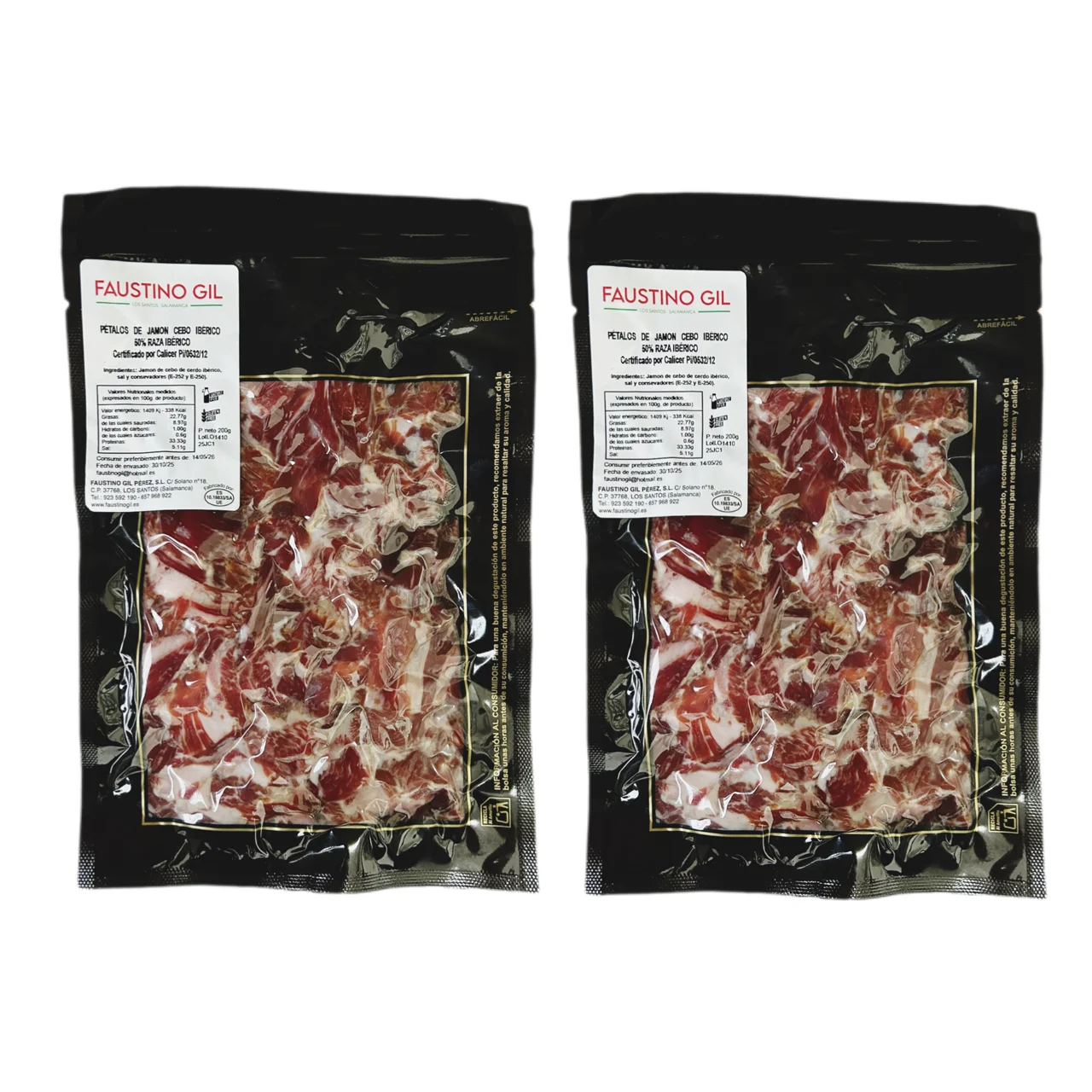 Virutas de Jamón Ibérico cebo 400g - 2 unidades de 200g - Lonchas de jamón - Ibéricos Faustino Gil - Exclusivo11.11