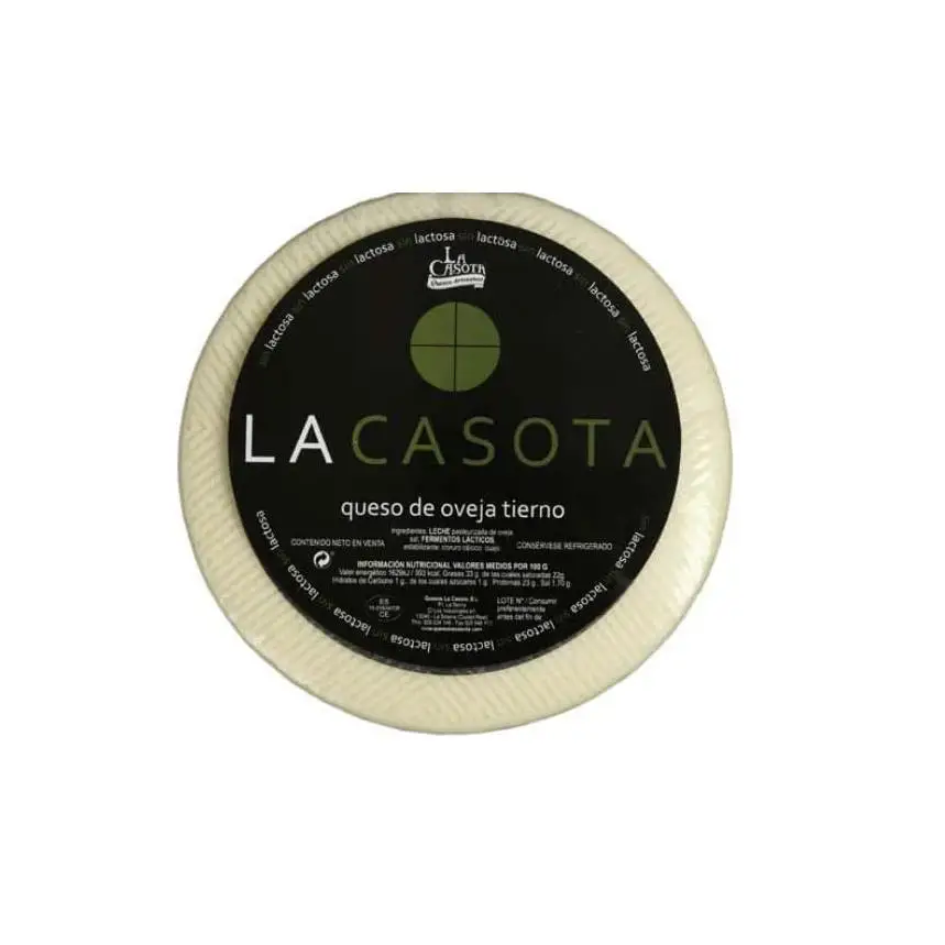 Queso La Casota de Oveja Tierno 1/2 Pieza - Sin Lactosa, Artesano DOP Manchego, Premiado en Castilla La Mancha | Selección especial : Ibéricos a domicilio gourmet