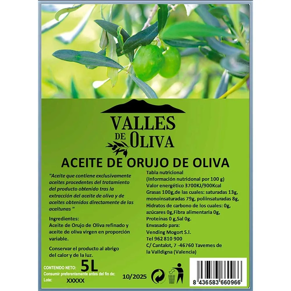 Mild Vallesdeoliva oil 5 liters of olive pomace oil