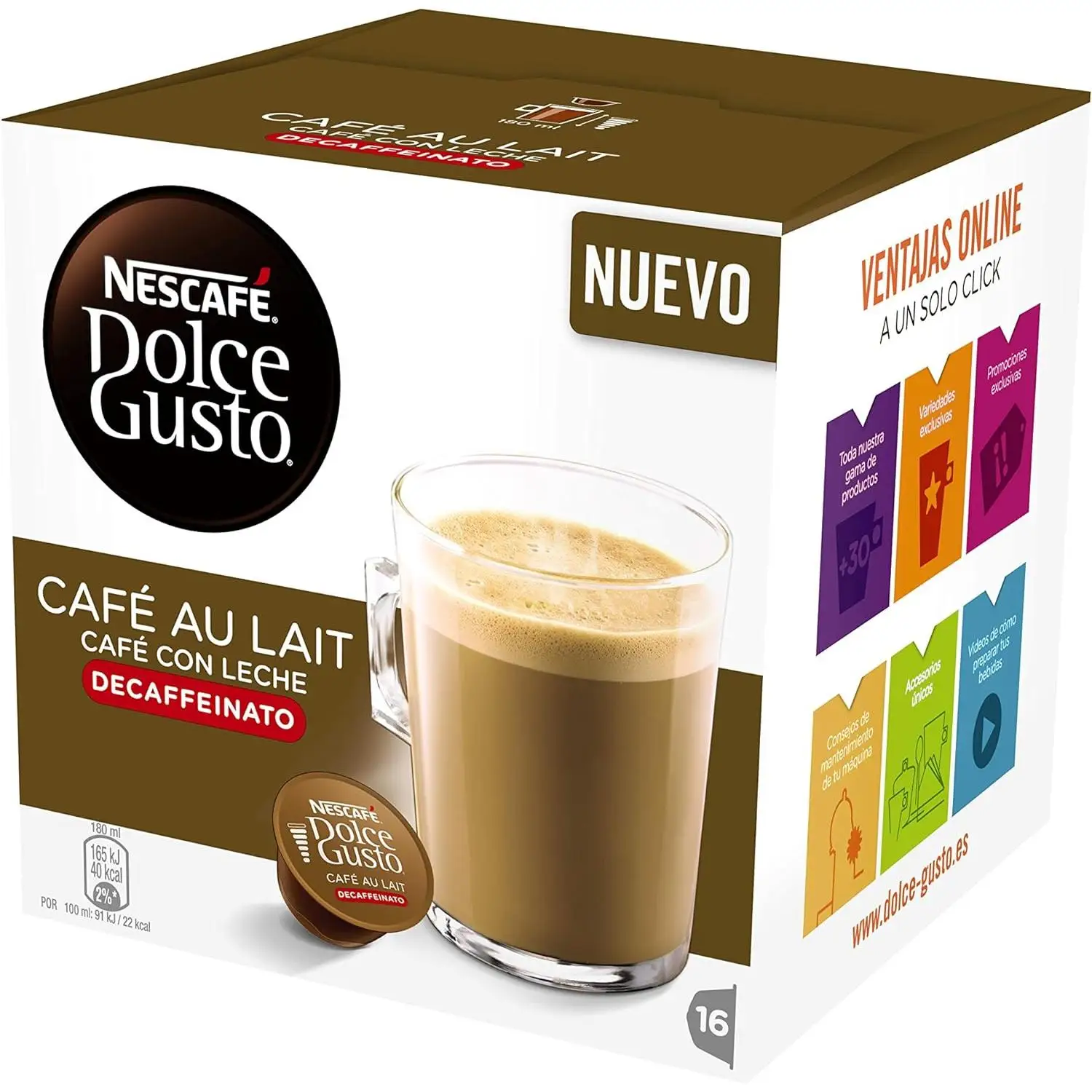 Dolce Gusto Café con Leche Descafeinado 16 cápsulas