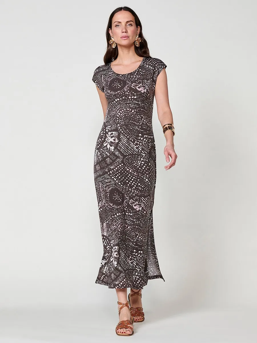 Koroshi Vestido largo elástico con estampado etnico para mujer color marron