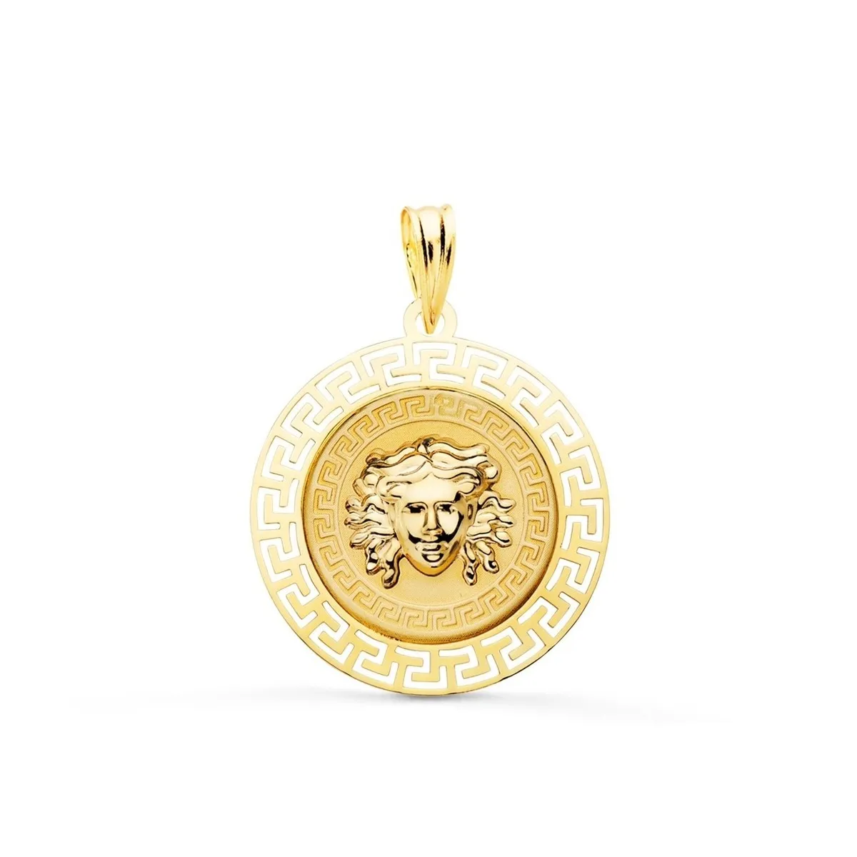 Immaculate Rosemary Gold Pendant 18k Gorgona 20 Mm. Embossing glitter Greca nuanced Calada recording included