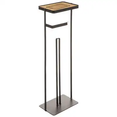 Factory Cuadros - Portarrollos Negro para Papel Higiénico - Dimensiones 18.5x12x59 Cm - Organización del Baño