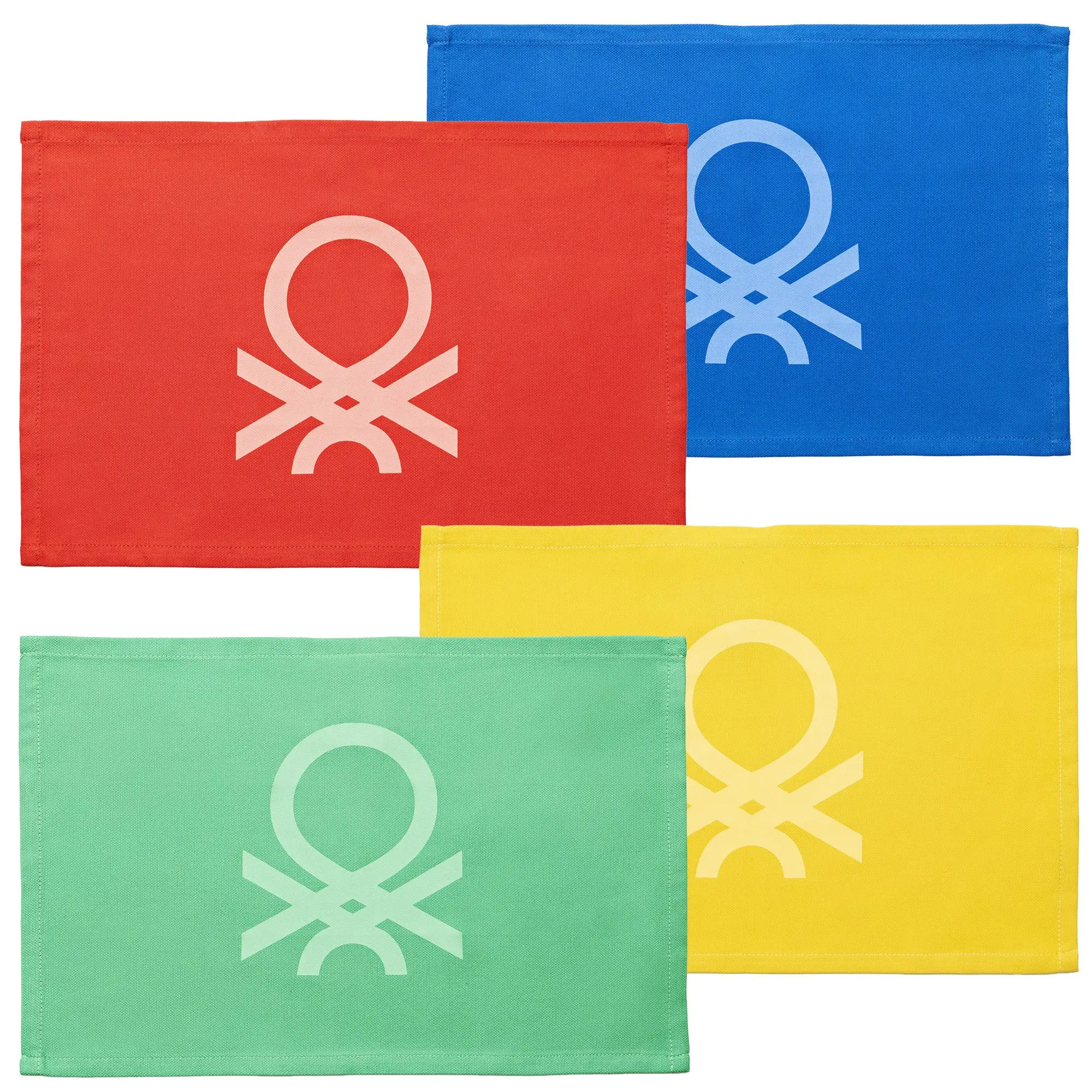 Set de 4 manteles individuales 30x45cm de polipropileno - Arcoíris - Fácil de limpiar - Colores: amarillo, verde, rojo y azul