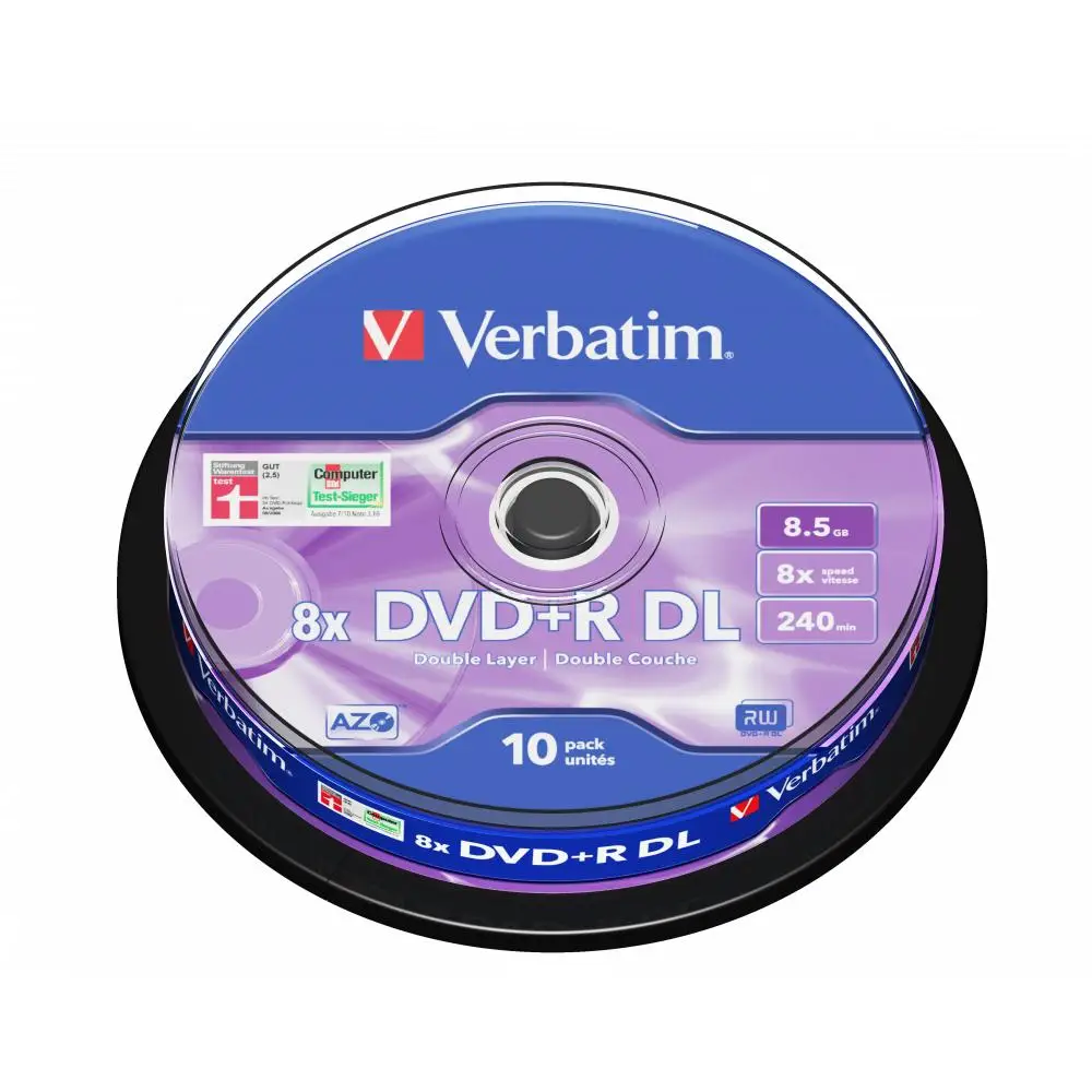 Verbatim 43666-10 PCs Double Layer Tarrina DVD + R Virgin