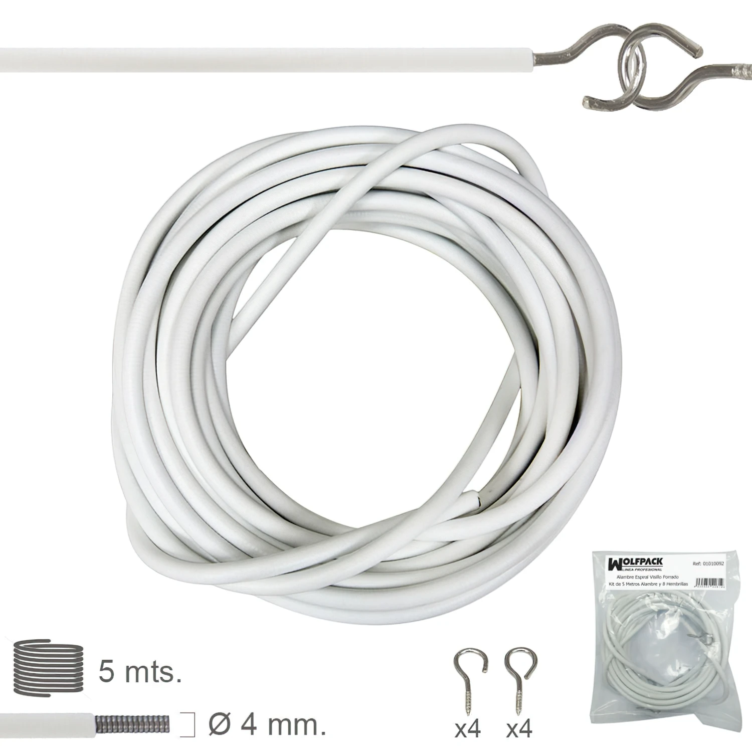SANCO STORE - ORYX Gusanillo Espiral Visillo Forrado Kit de 5 Metros gusanillo y 8 Hembrillas