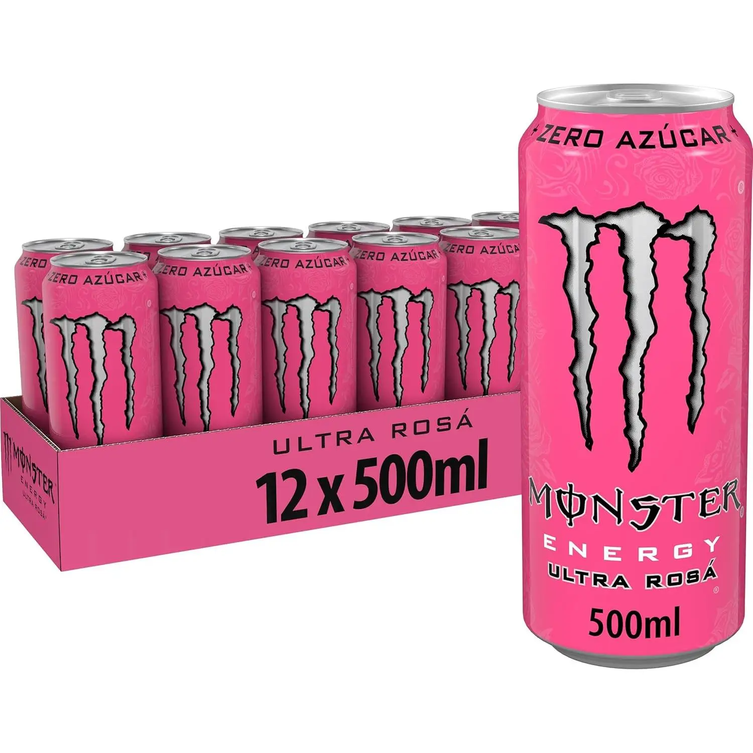 Monster Energy Ultra Rosa, Sugar-free Energy Drink - Pack of 12 500 Ml Cans