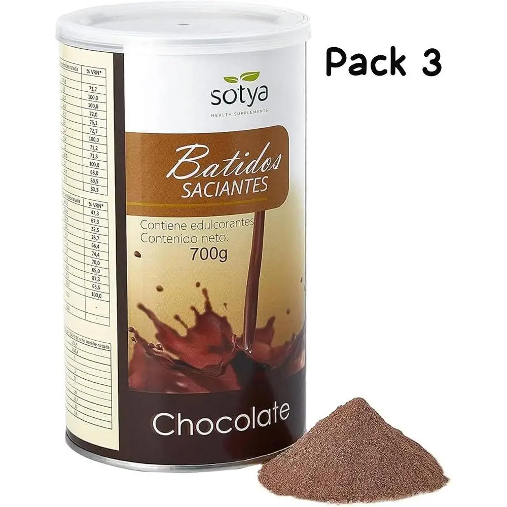 Pack 3 Batido Saciante Chocolate Sotya 600 Gramos