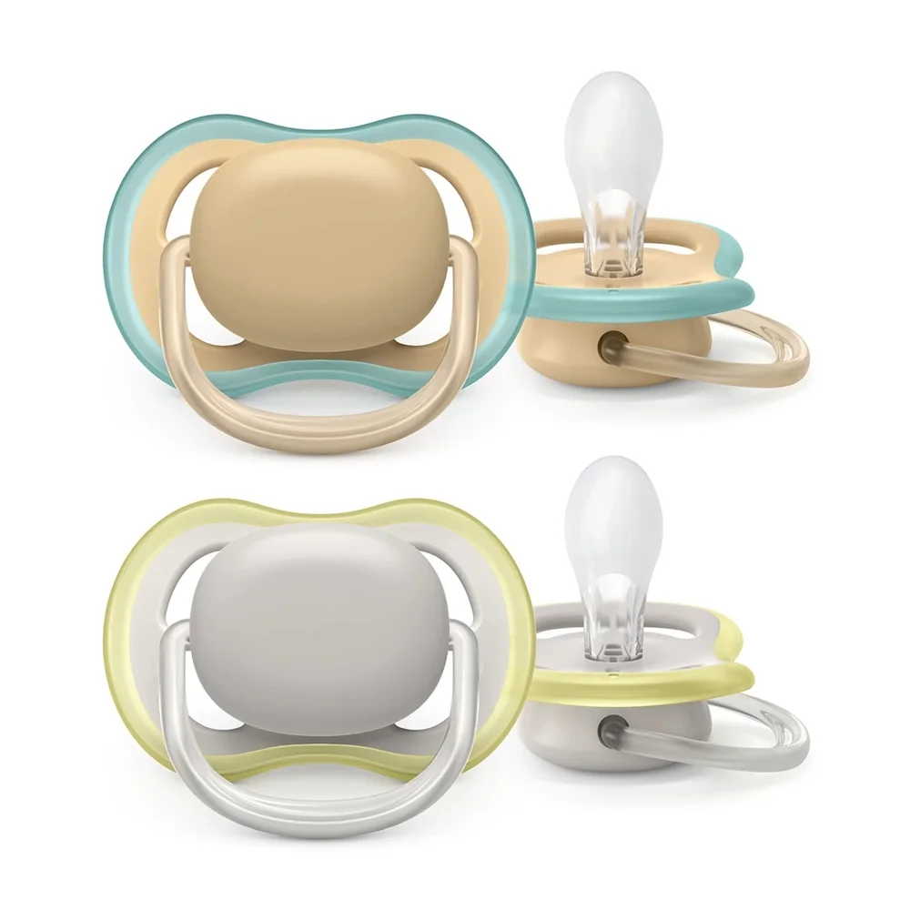 Philips Avent SCF085/15 Pack of ultraair anatomical pacifiers, 2 pcs, 0-6 months, cream and white