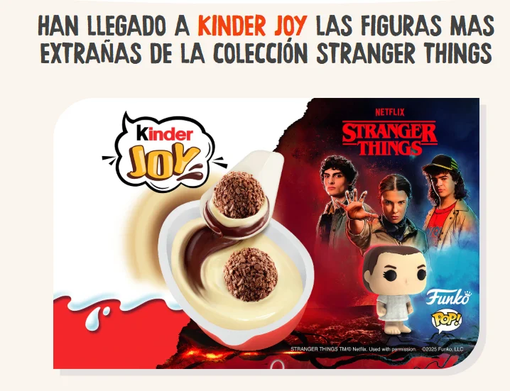 Kinder joy summer12-72u stranger things new 2025 spain national - with double cream and cocoa, two crunchy balls and a surprise. Kinder joy contains a toy inside