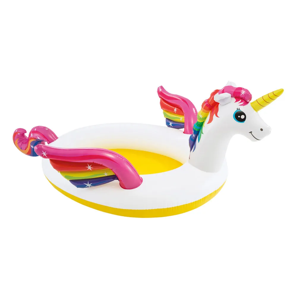 Piscina unicornio hinchable intex con pulverizador