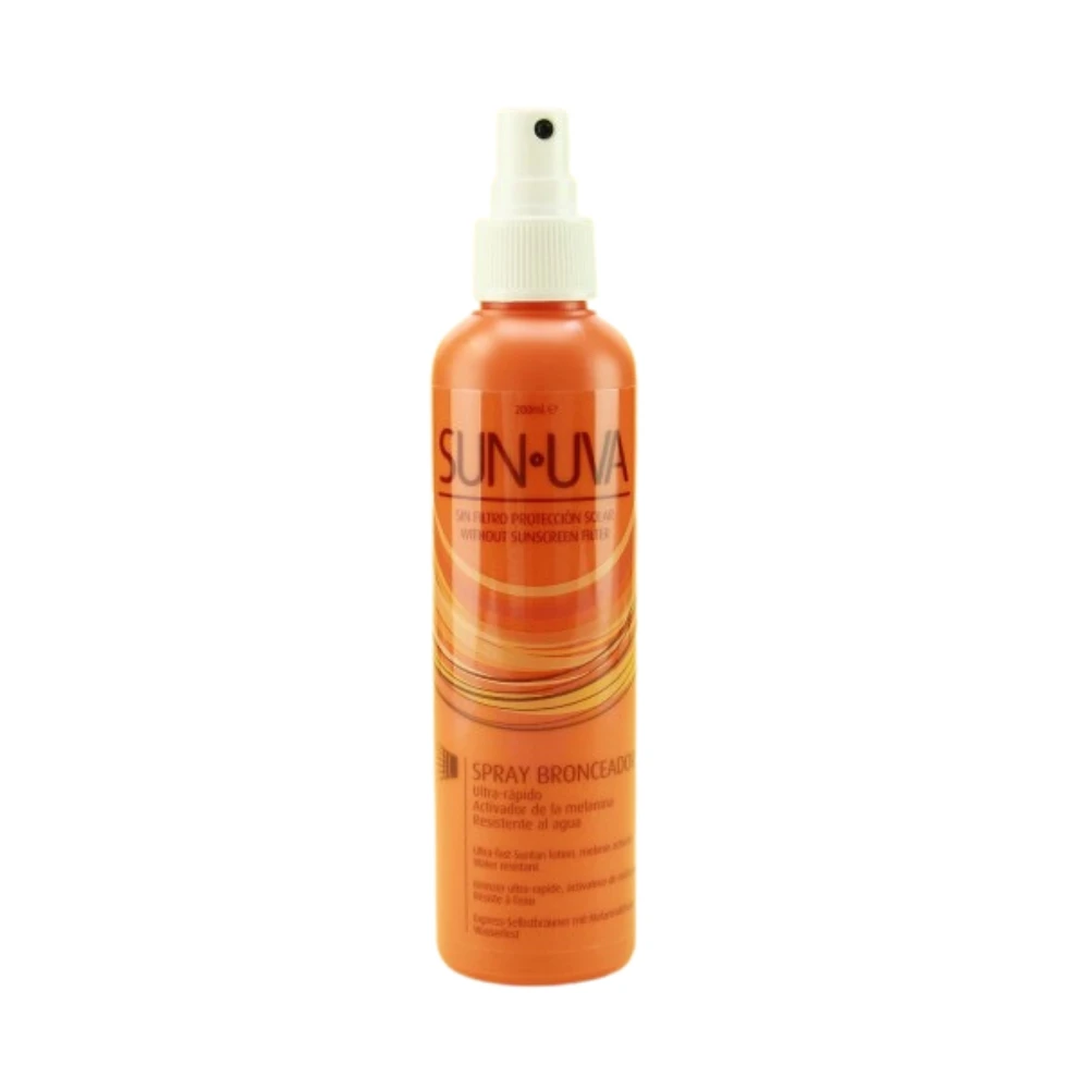 SPRAY INTENSIFICADOR DE BRONCEADO 200 ML. ULTRA RÁPIDO, RESISTENTE AL AGUA, ESTIMULA LA PRODUCCIÓN DE MELANINA DE MANERA NATURAL PARA LOGRAR UN BRONCEADO INTENSO, ACTIVADOR DE MELANINA SPRAY BRONCEADOR SUN UVA Diet Esthetic