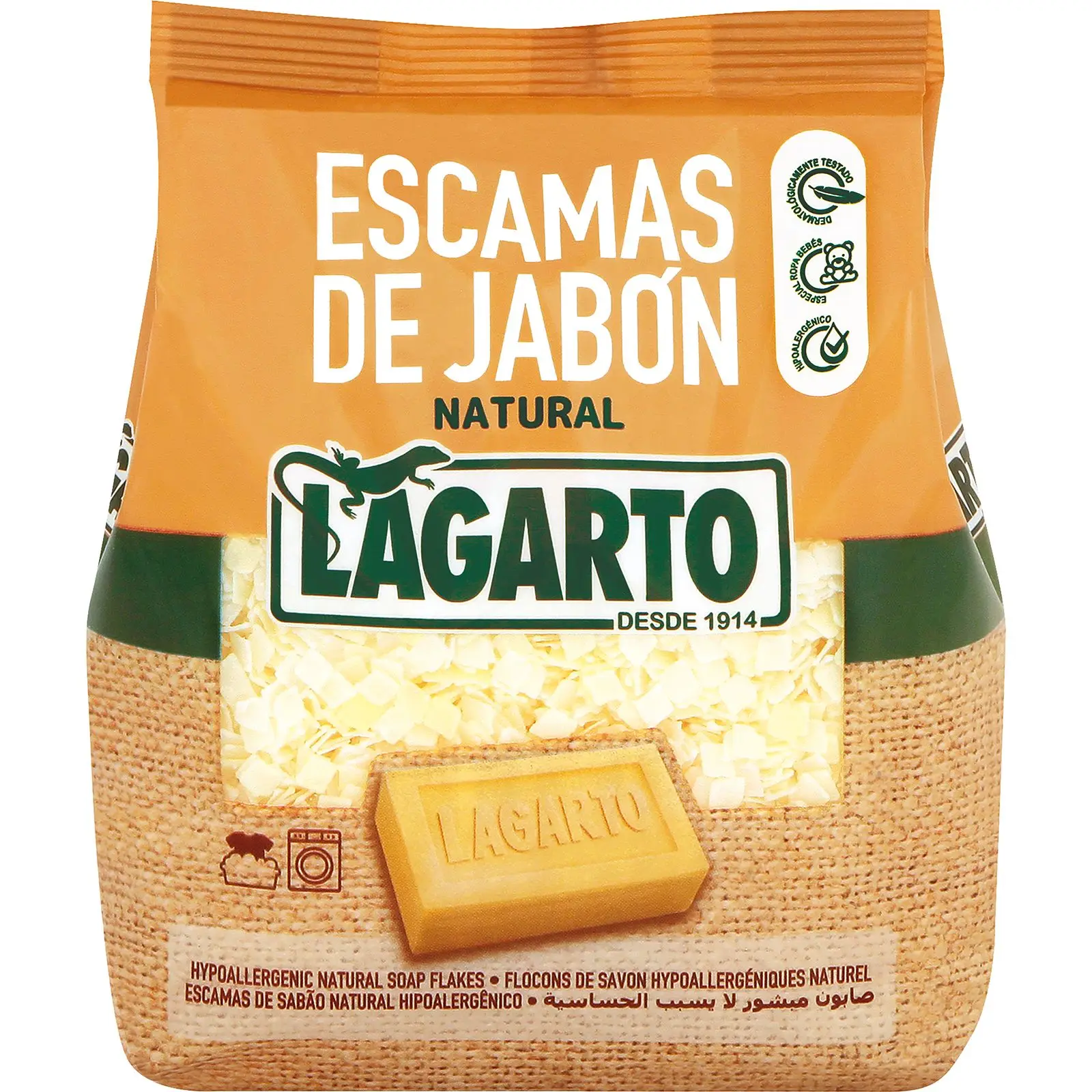 PACK de 10 -  Escamas hipoalergénicas de Jabón Lagarto Natural 400gr