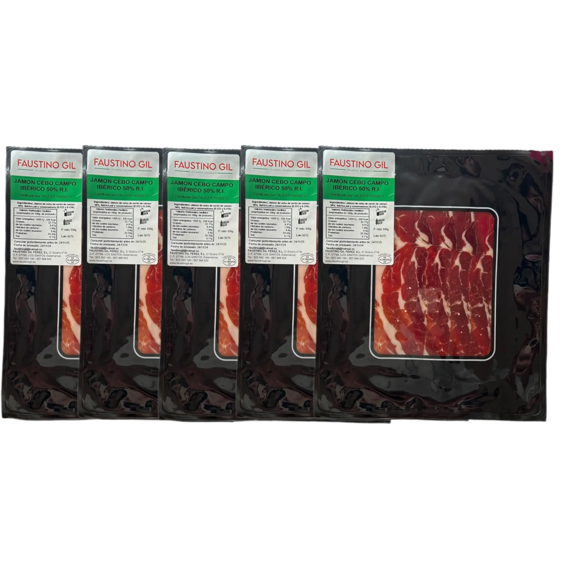 Jamón Ibérico Cebo Campo 50% Raza Ibérica - 5 sobres de 100g